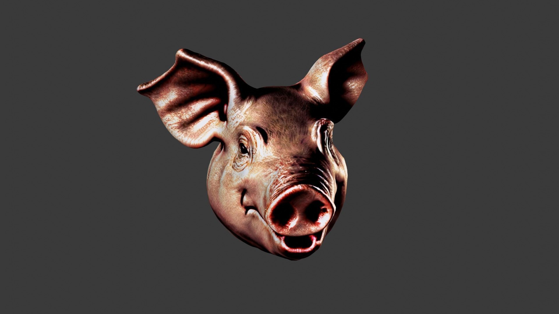 Pig Animal Head Low-poly 3D model_3
