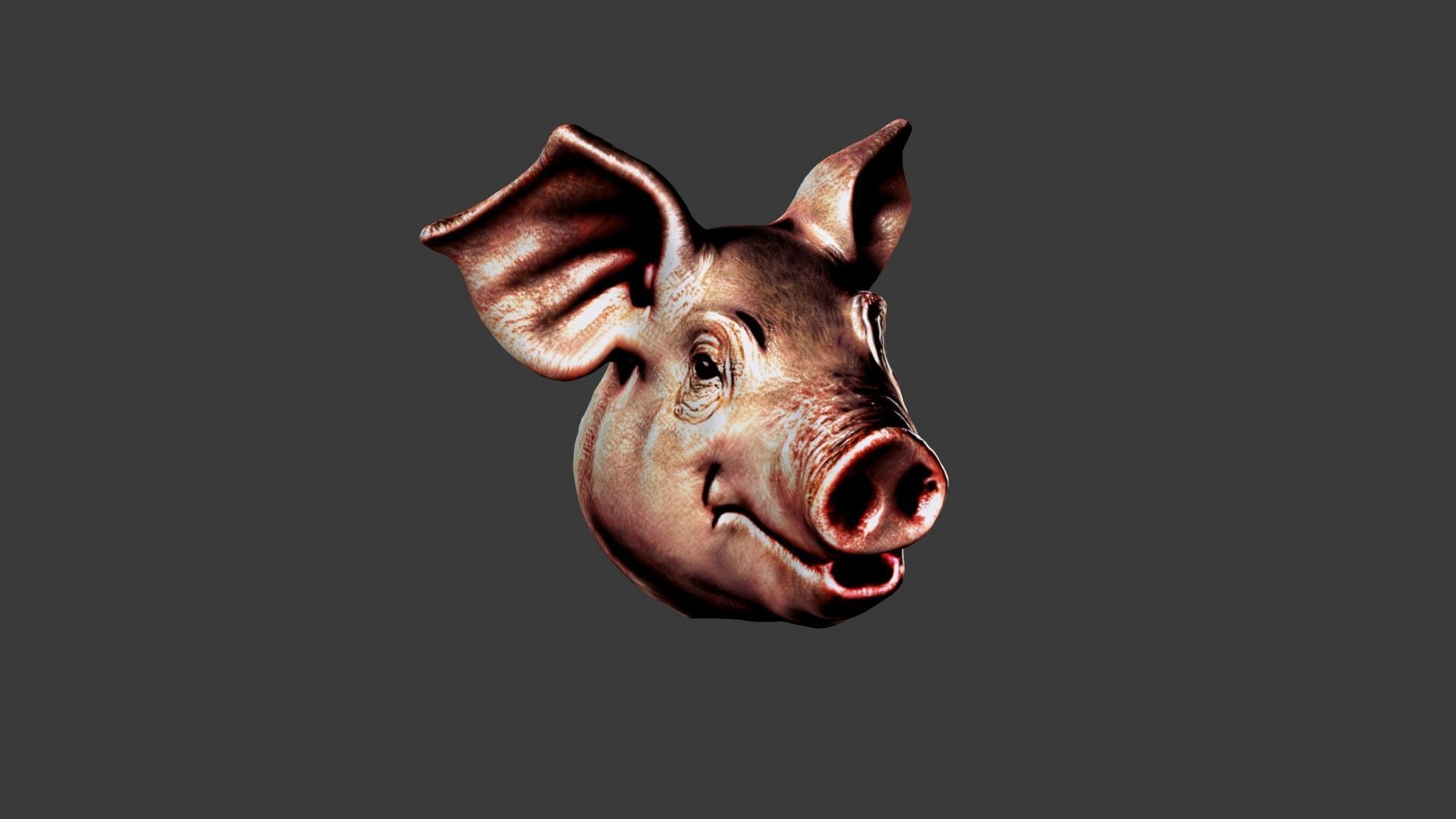 Pig Animal Head Low-poly 3D model_4