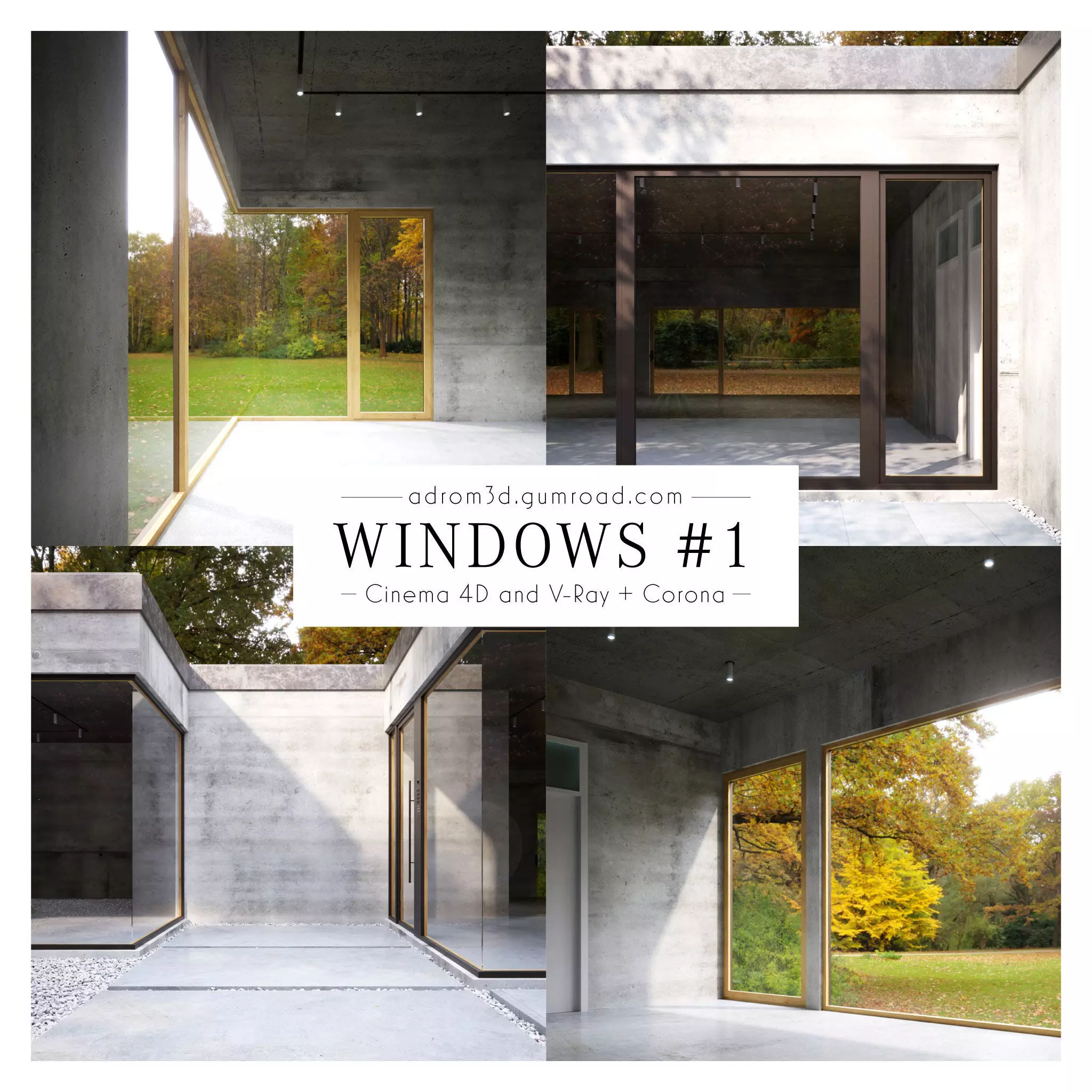 Window Set for Cinema 4D V-Ray and Corona 3D model