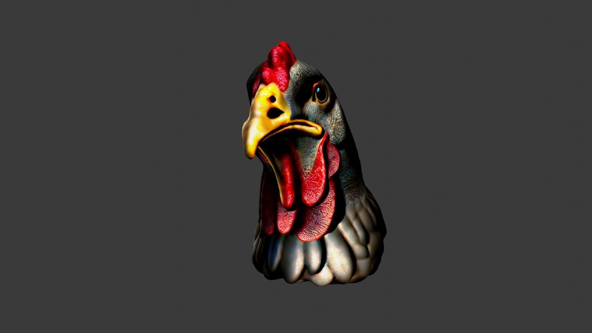 Chicken Animal Head Low-poly 3D model_5
