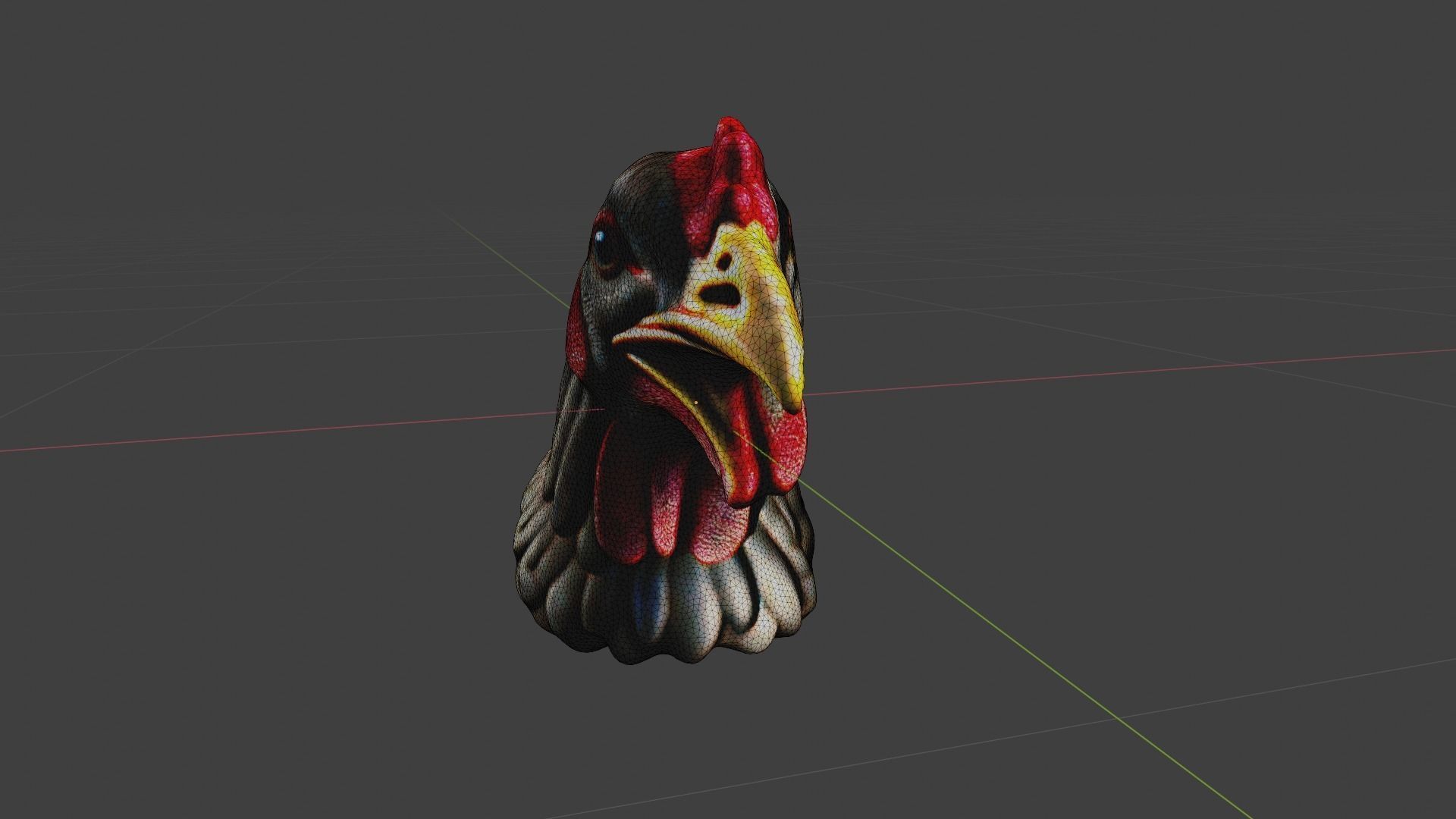 Chicken Animal Head Low-poly 3D model_6