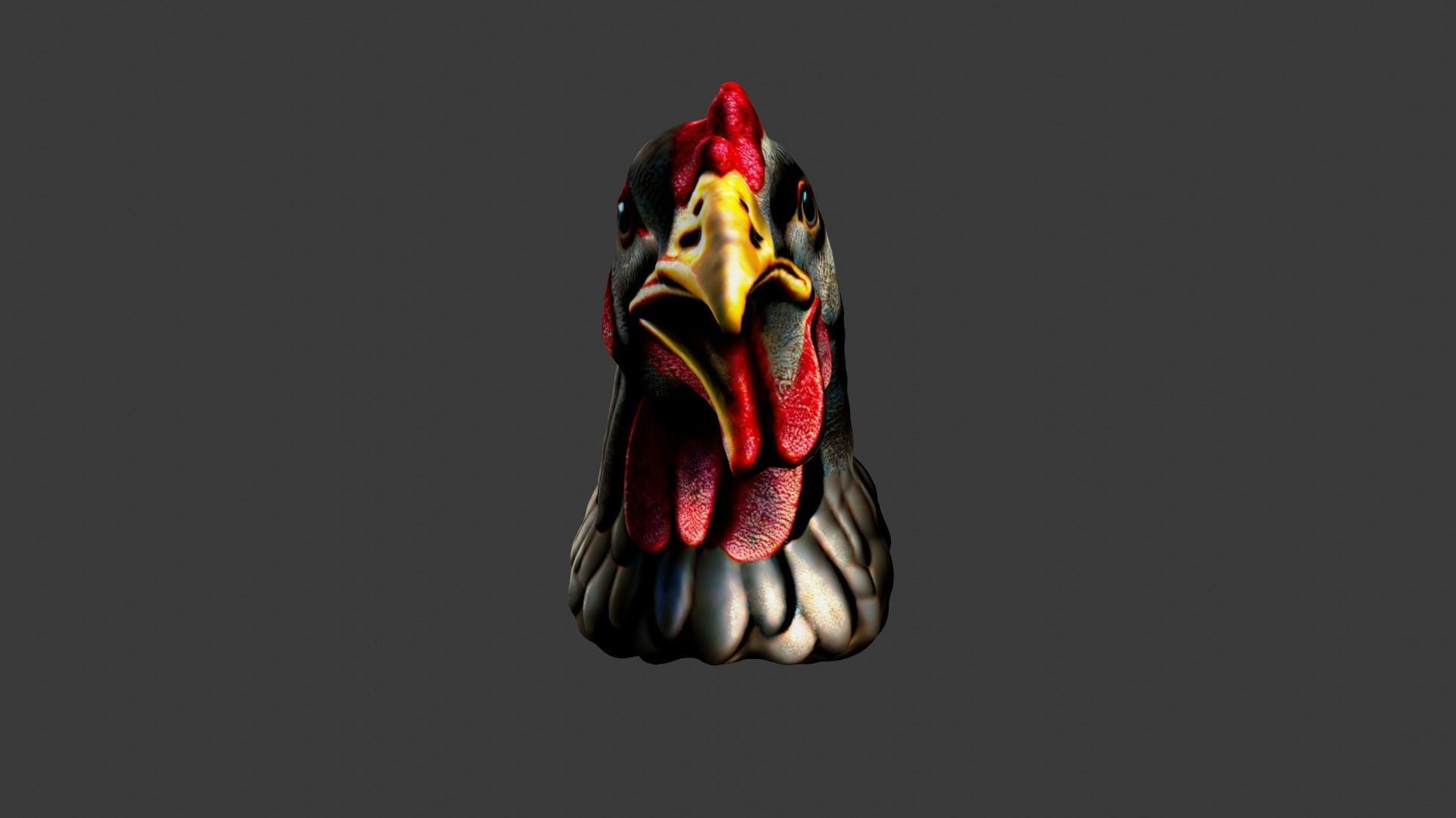 Chicken Animal Head Low-poly 3D model_2