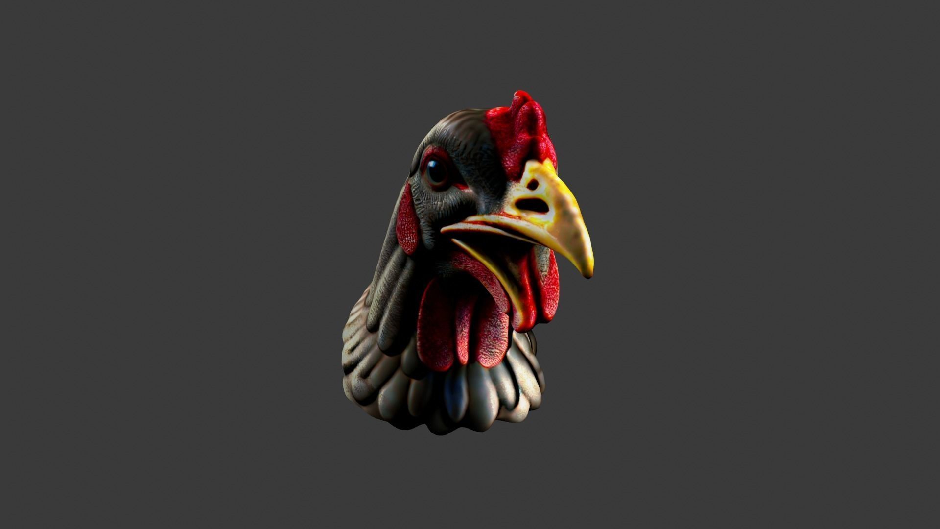 Chicken Animal Head Low-poly 3D model_4