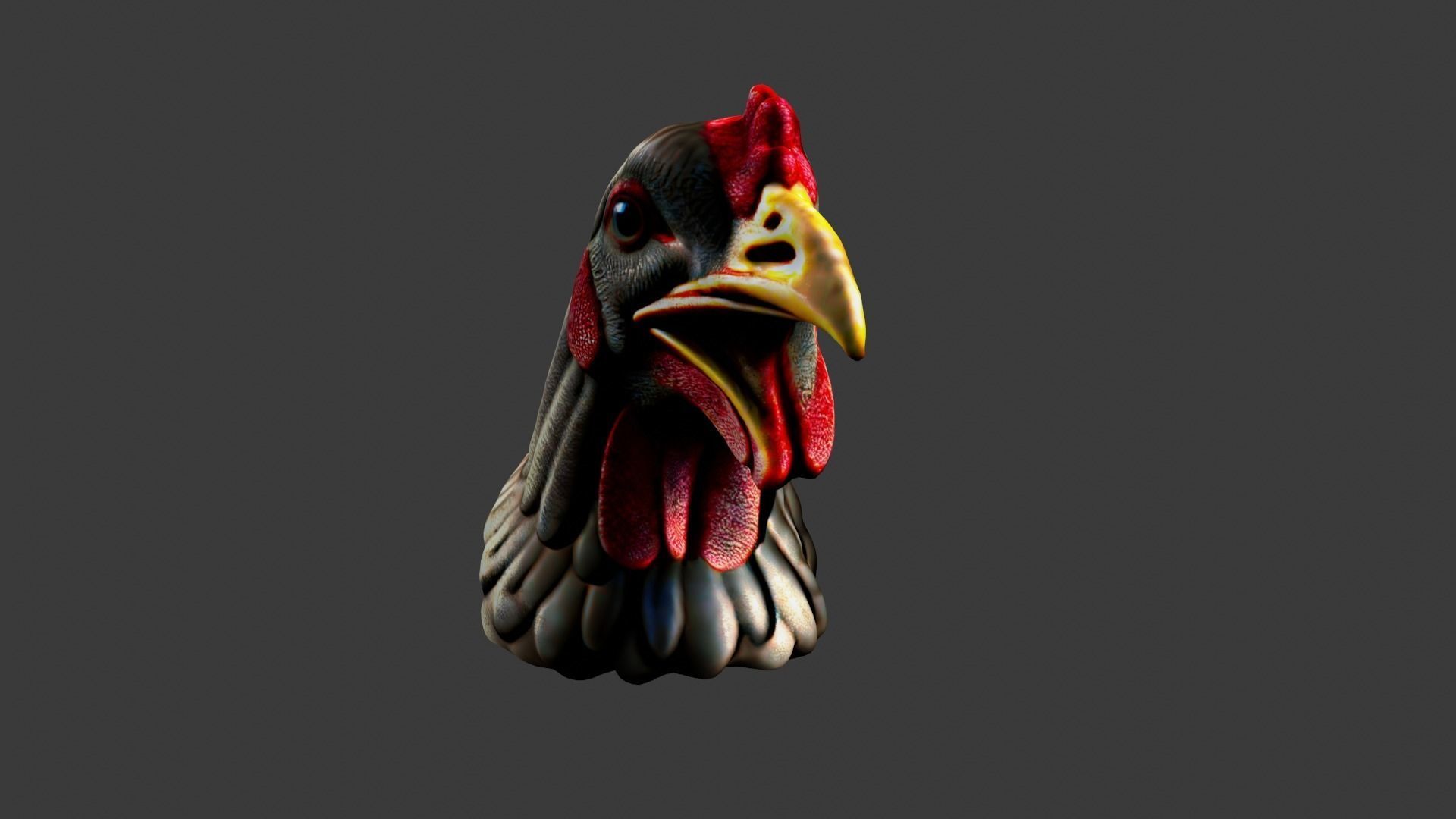 Chicken Animal Head Low-poly 3D model_1