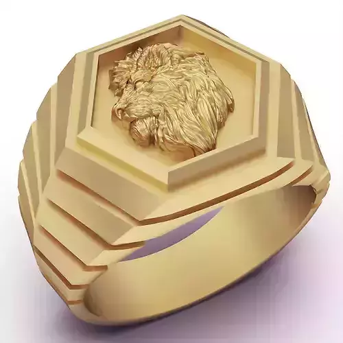 Lion ring silver gold jewelry printable 3D model