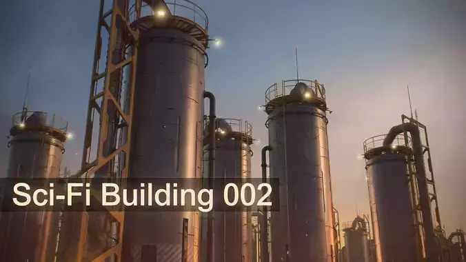 Sci-Fi Building 002 Industry-PBR Low-poly 3D model