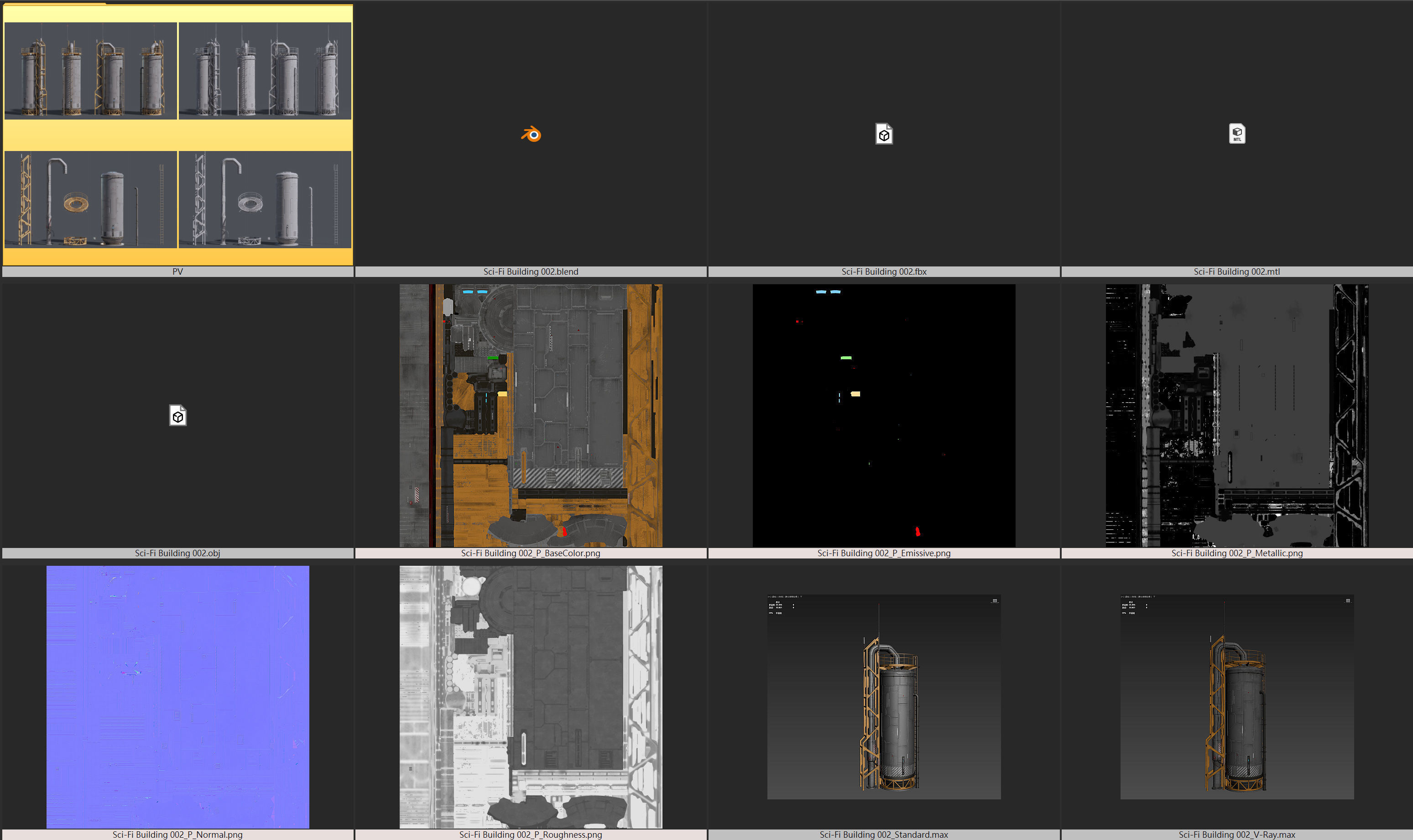 Sci-Fi Building 002 Industry-PBR Low-poly 3D model_9