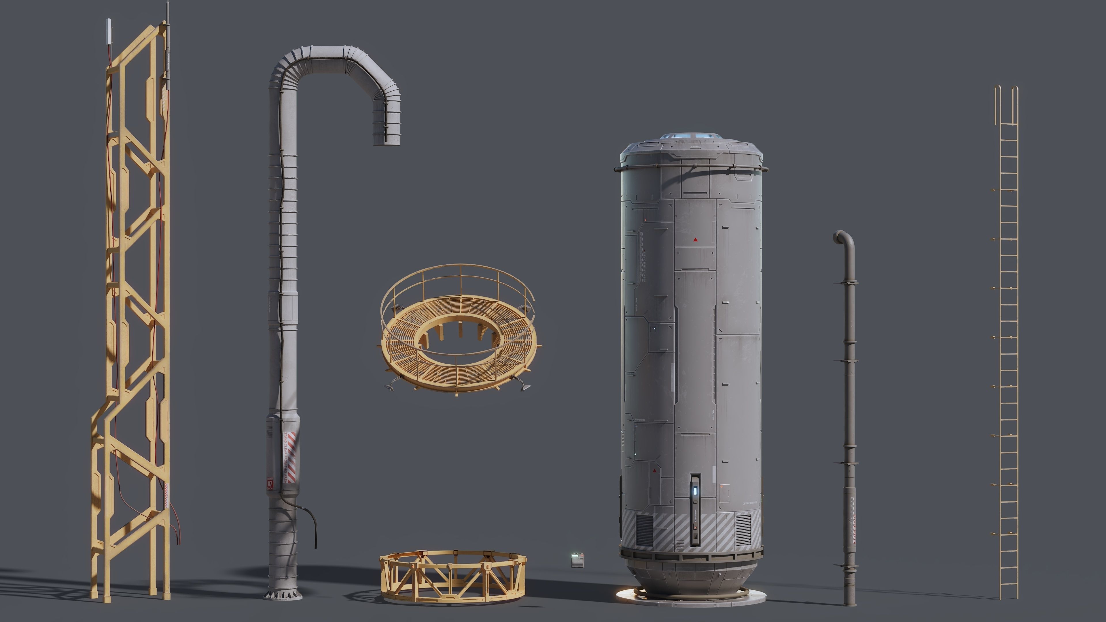 Sci-Fi Building 002 Industry-PBR Low-poly 3D model_3