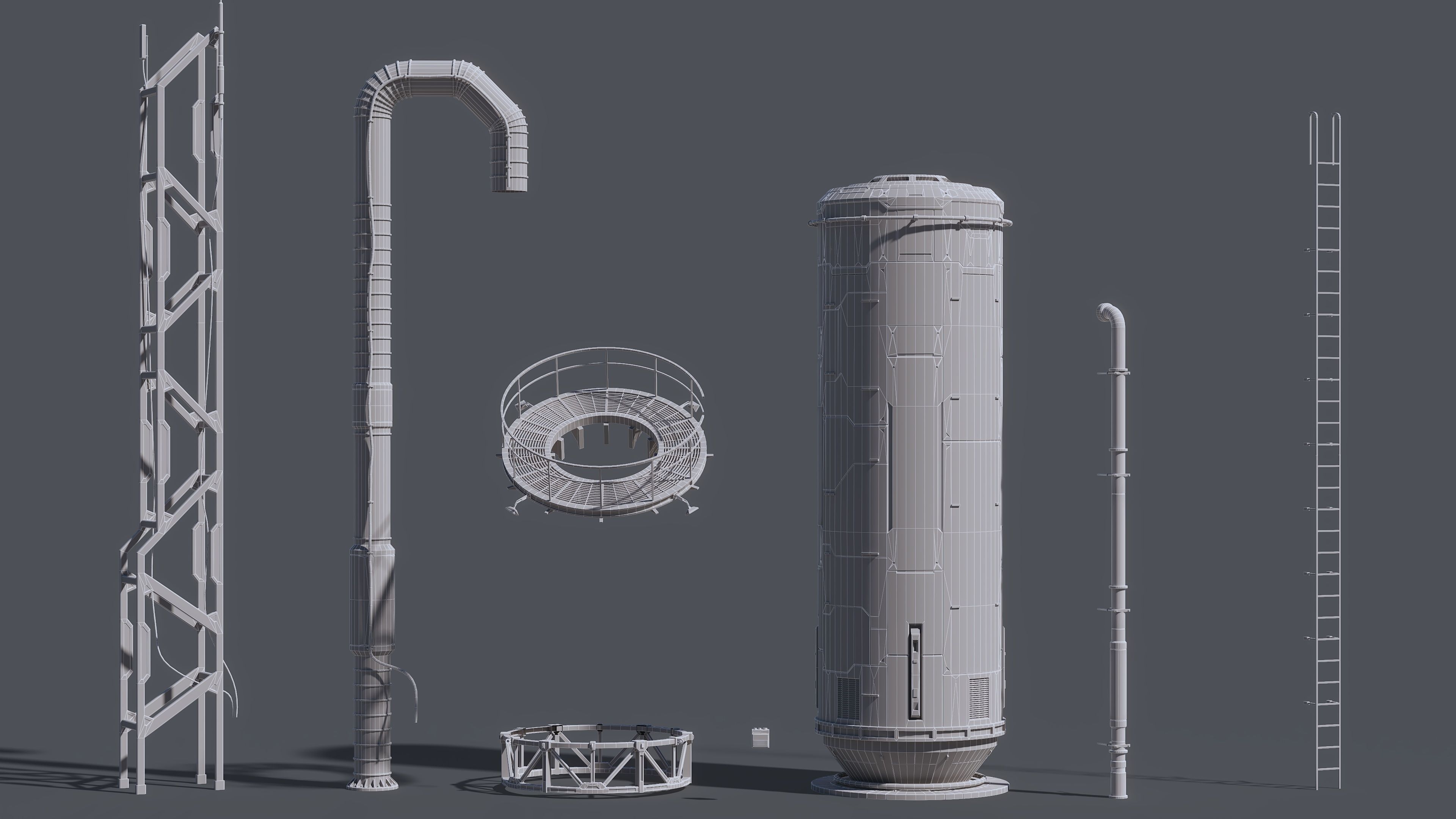 Sci-Fi Building 002 Industry-PBR Low-poly 3D model_4