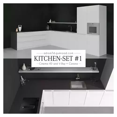 Kitchen set for Cinema 4D V-Ray and Corona 3D model