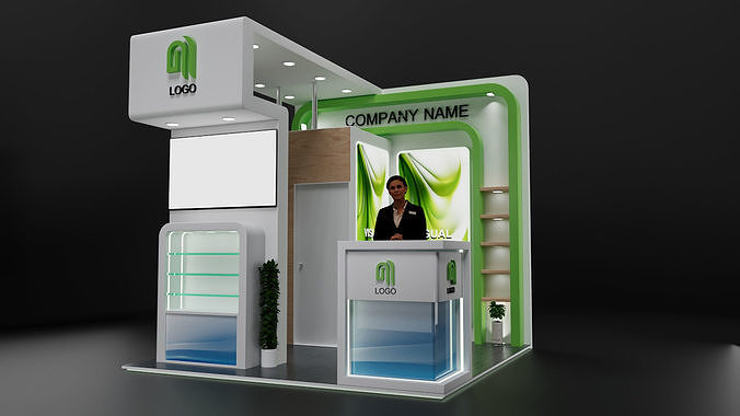 SMALL MODERN EXHIBITION STAND BOOTH 3Mx3M 3D model 3D model