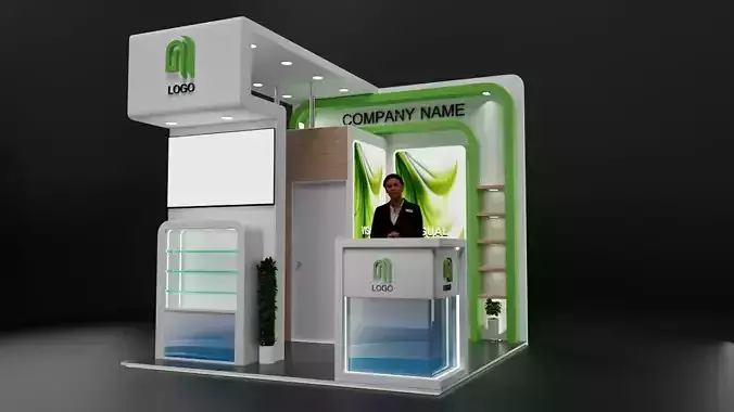 SMALL MODERN EXHIBITION STAND BOOTH 3Mx3M 3D model