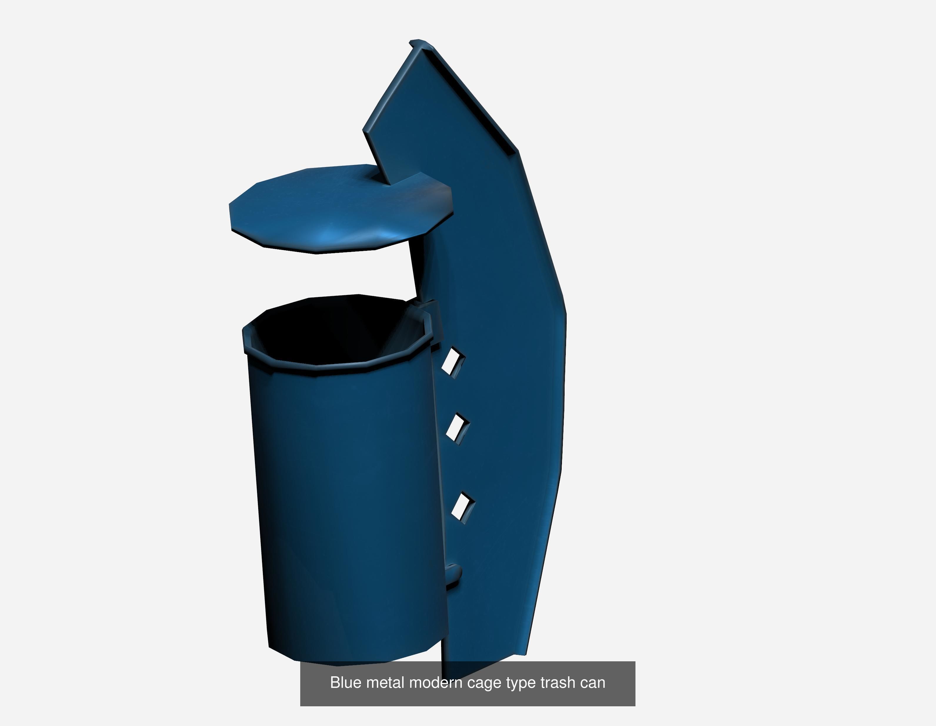 30 pieces metal trashcan garbage recycling wastebin 3D Model Collection_11