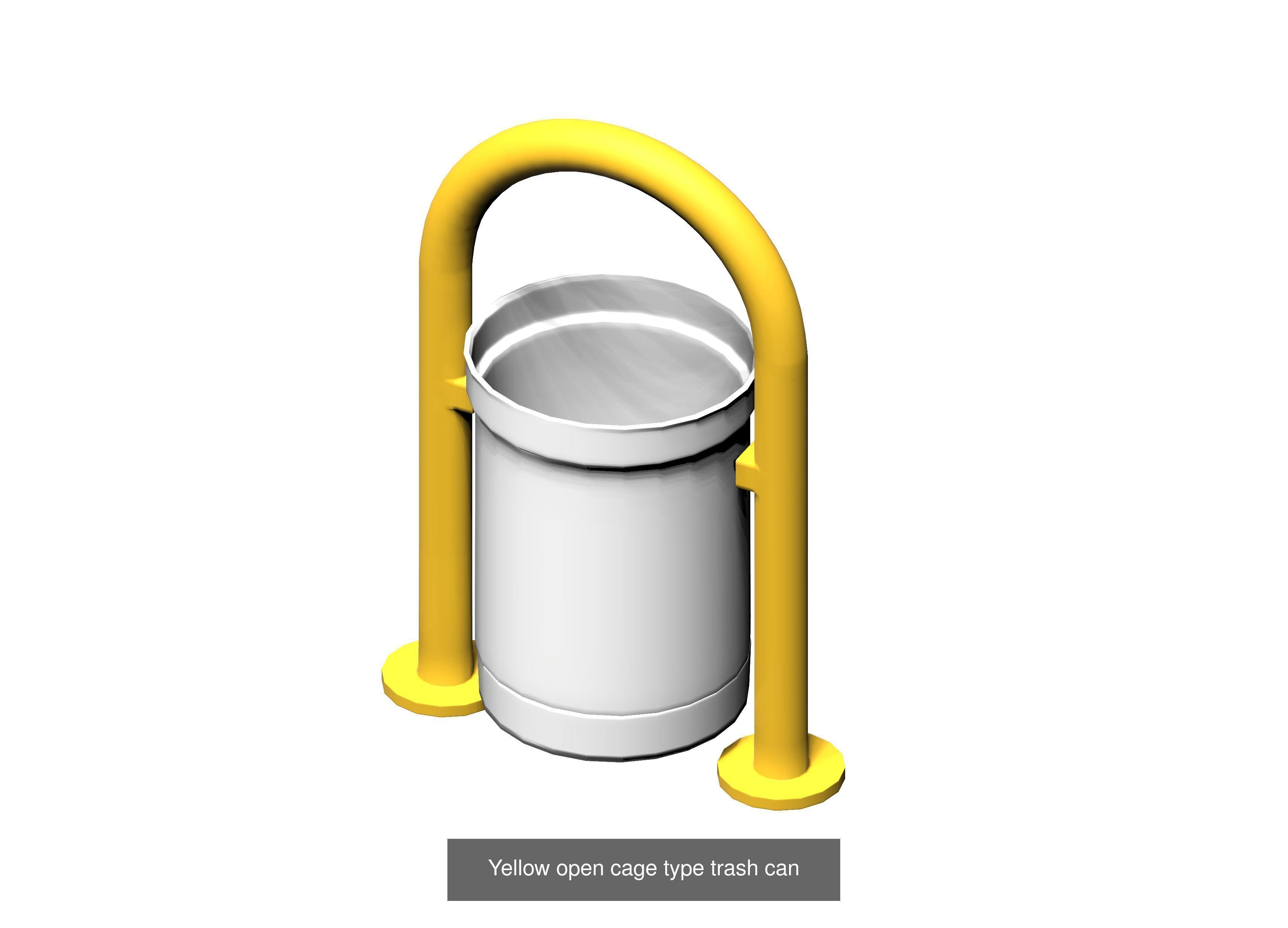 30 pieces metal trashcan garbage recycling wastebin 3D Model Collection_3