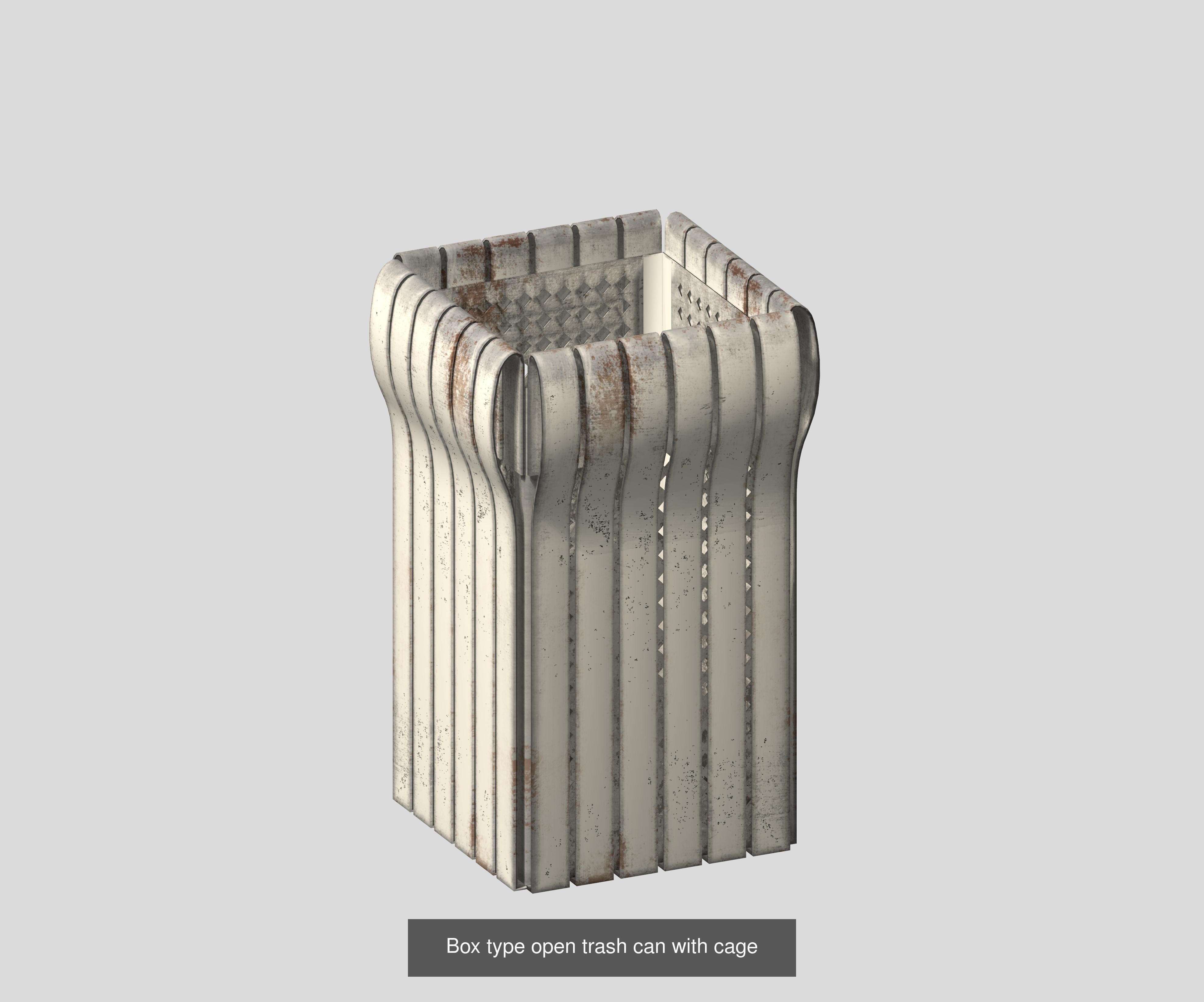 30 pieces metal trashcan garbage recycling wastebin 3D Model Collection_14