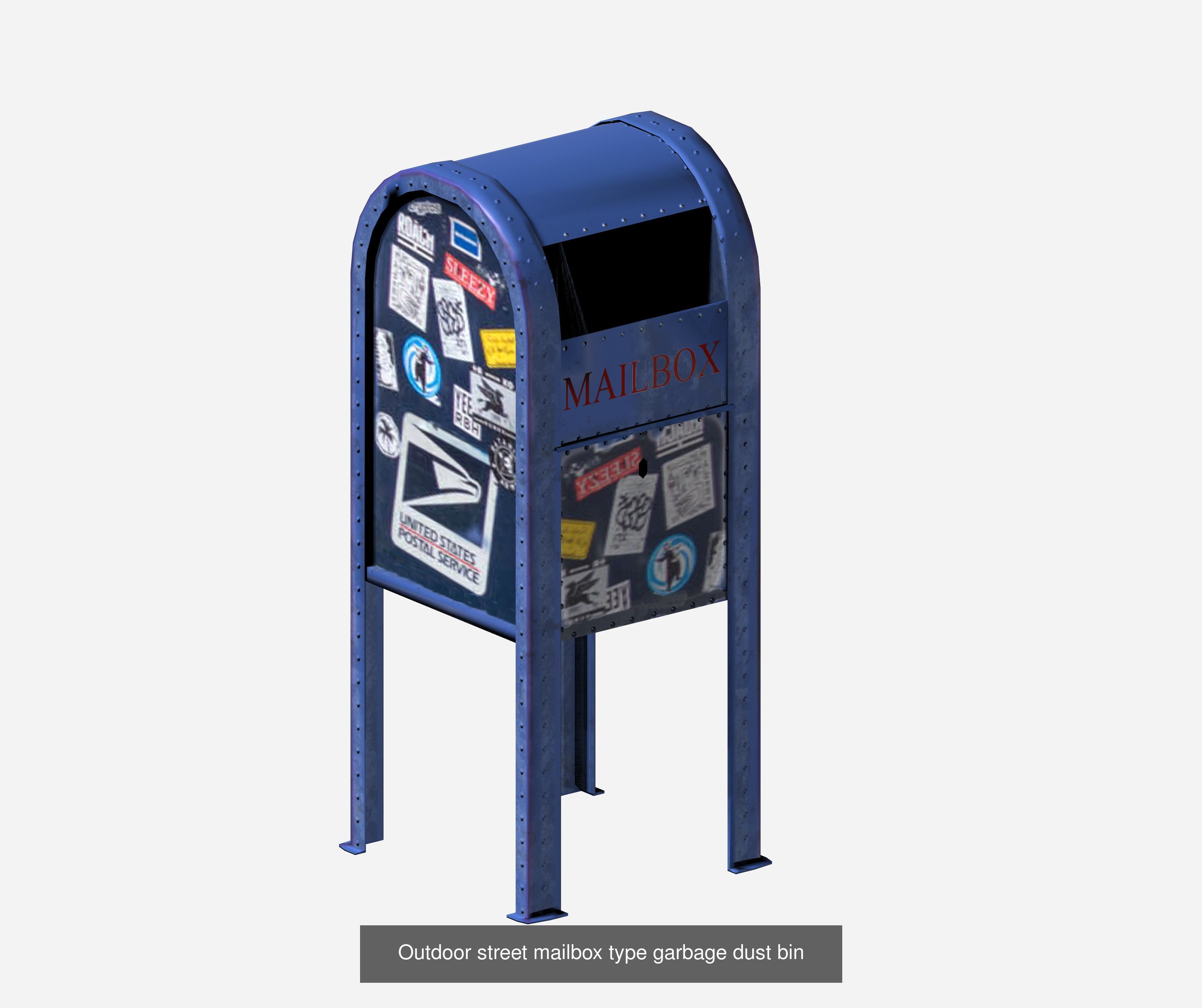 30 pieces metal trashcan garbage recycling wastebin 3D Model Collection_29