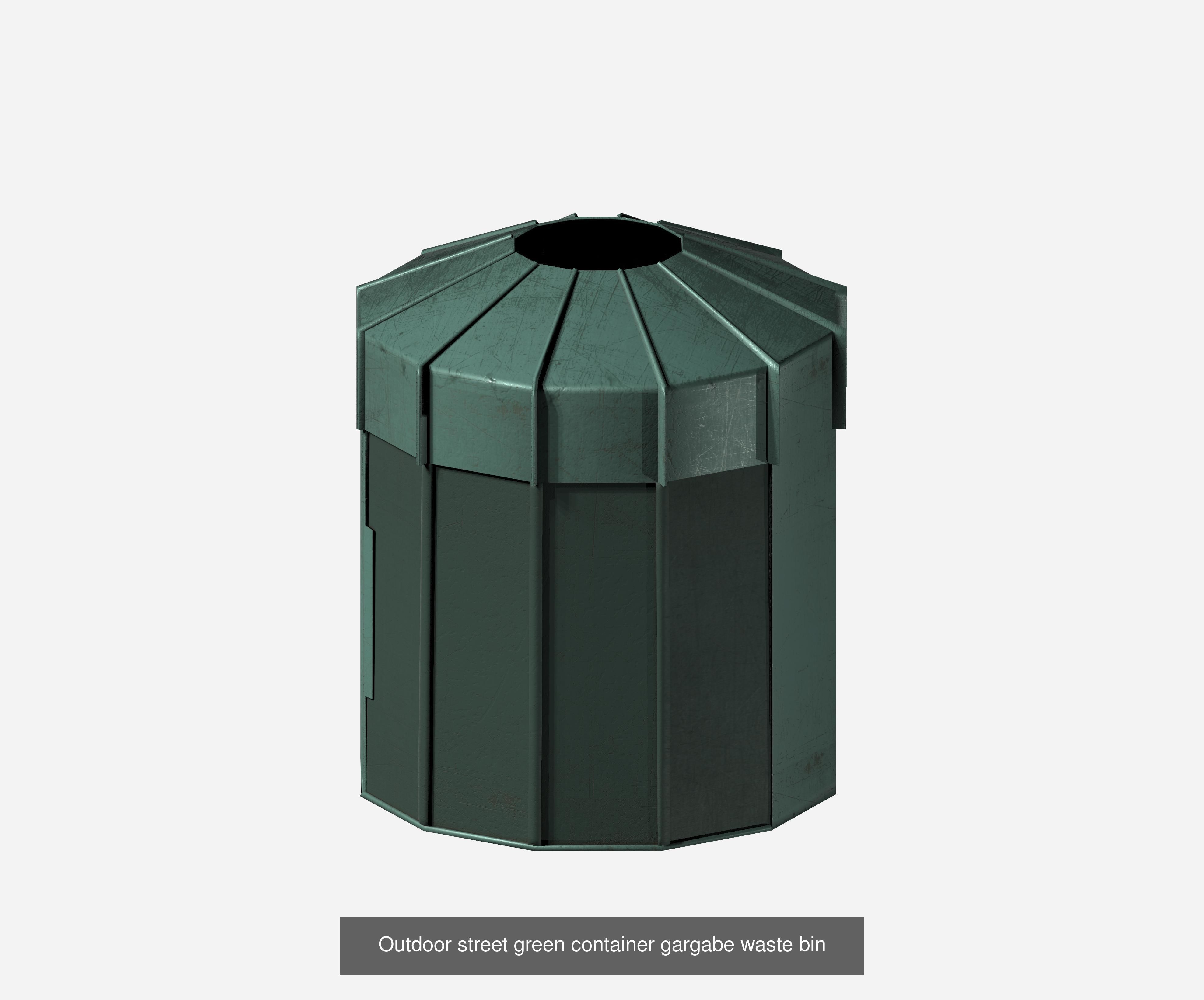 30 pieces metal trashcan garbage recycling wastebin 3D Model Collection_28
