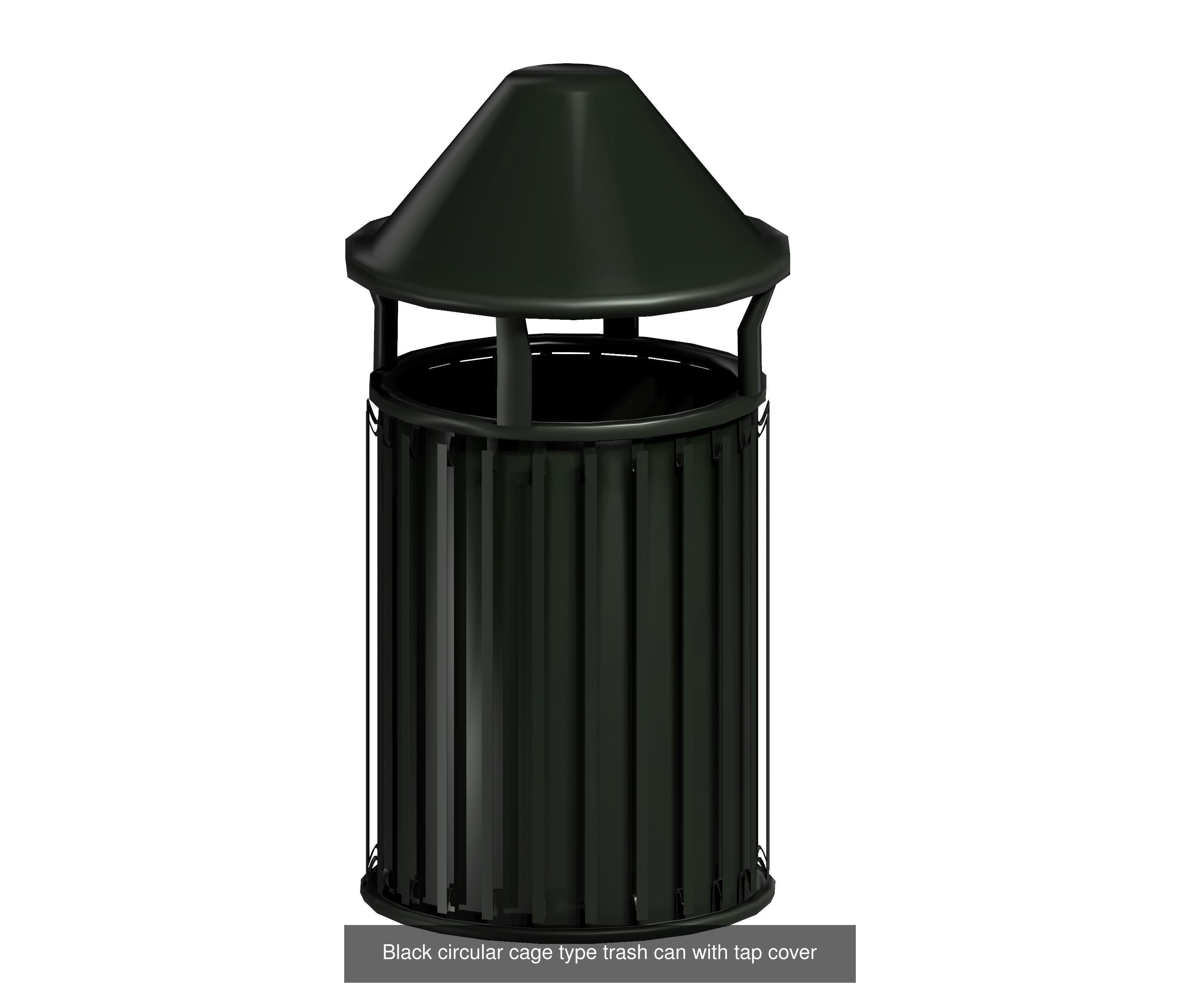 30 pieces metal trashcan garbage recycling wastebin 3D Model Collection_12
