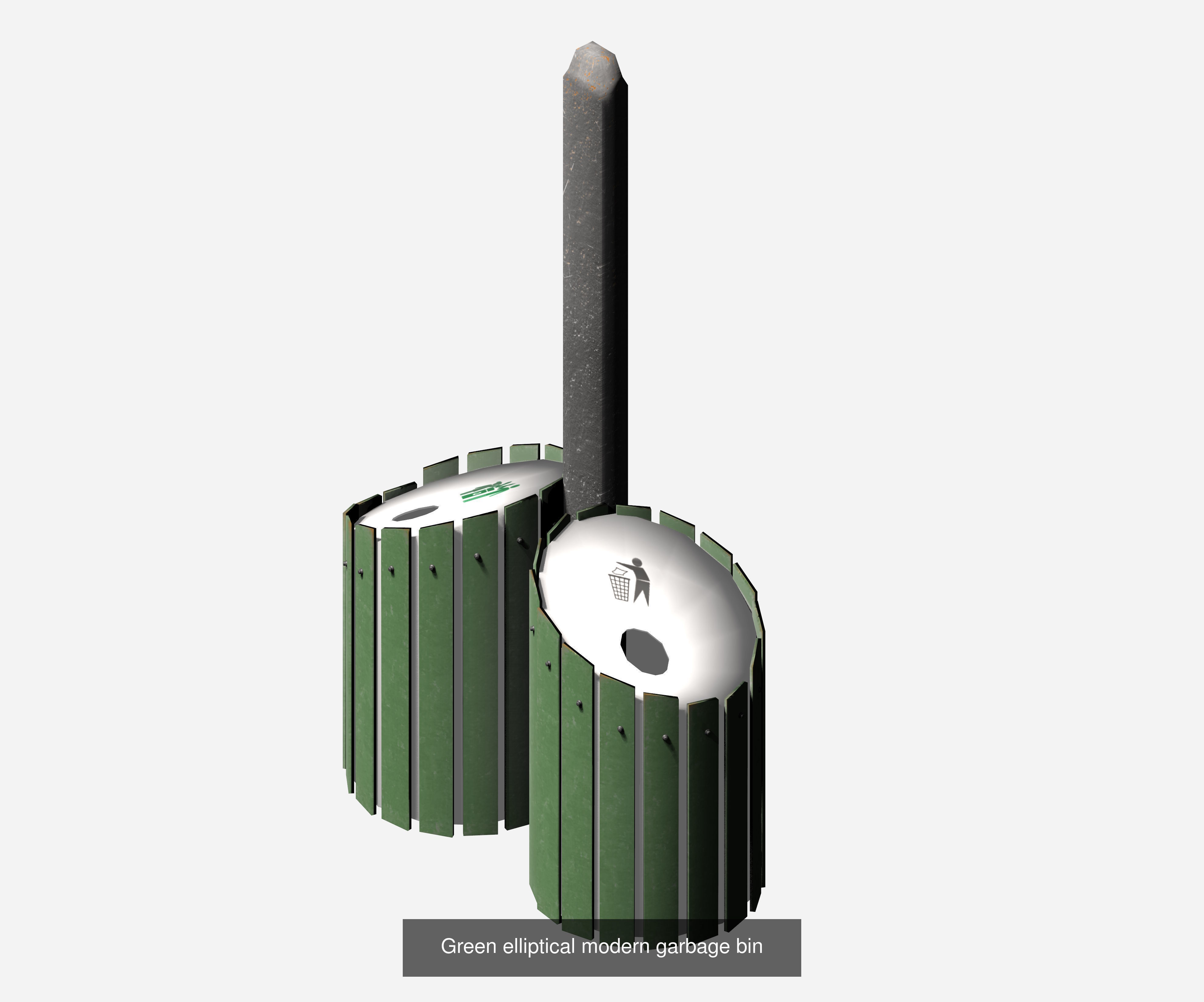 30 pieces metal trashcan garbage recycling wastebin 3D Model Collection_15