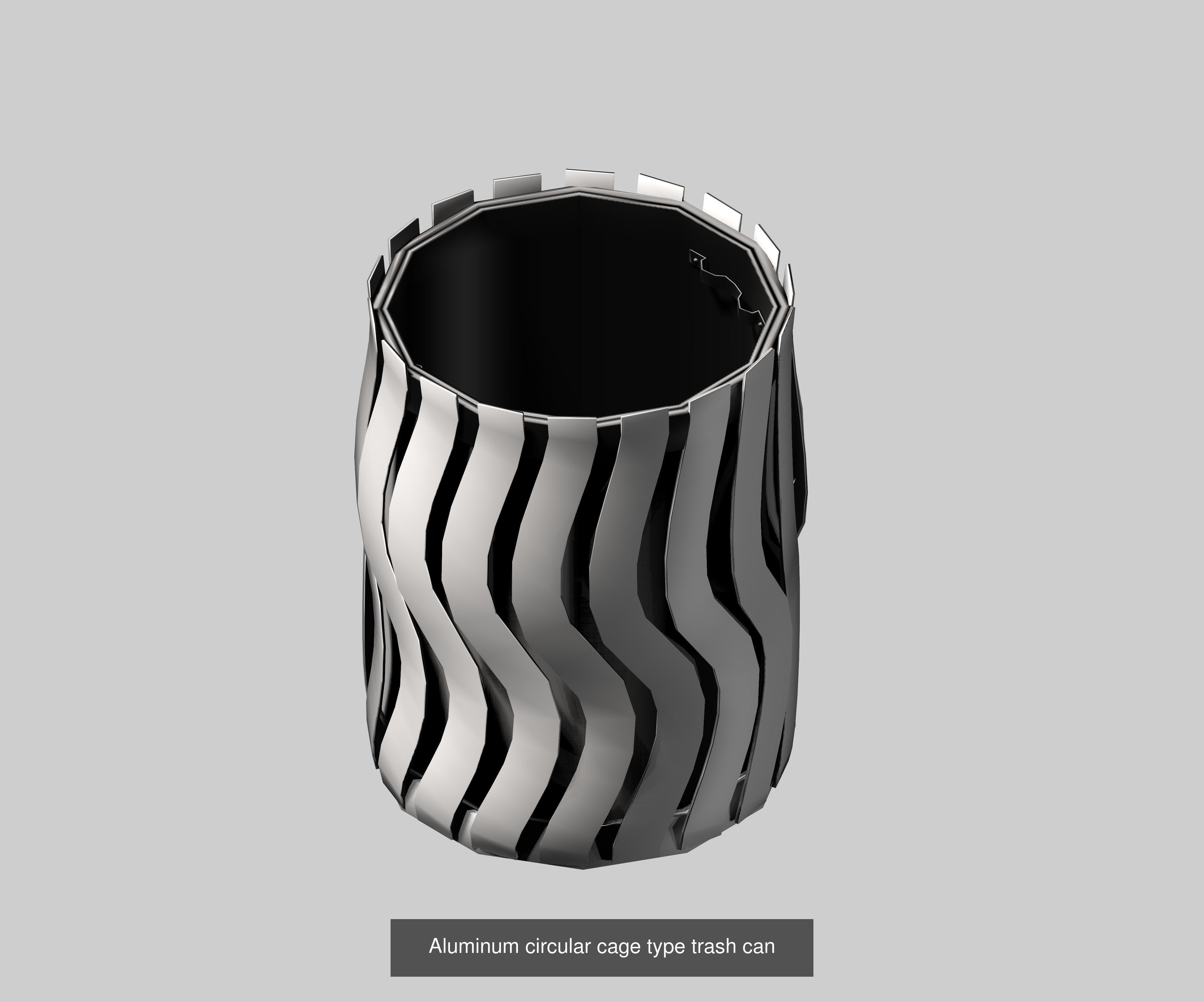30 pieces metal trashcan garbage recycling wastebin 3D Model Collection_17