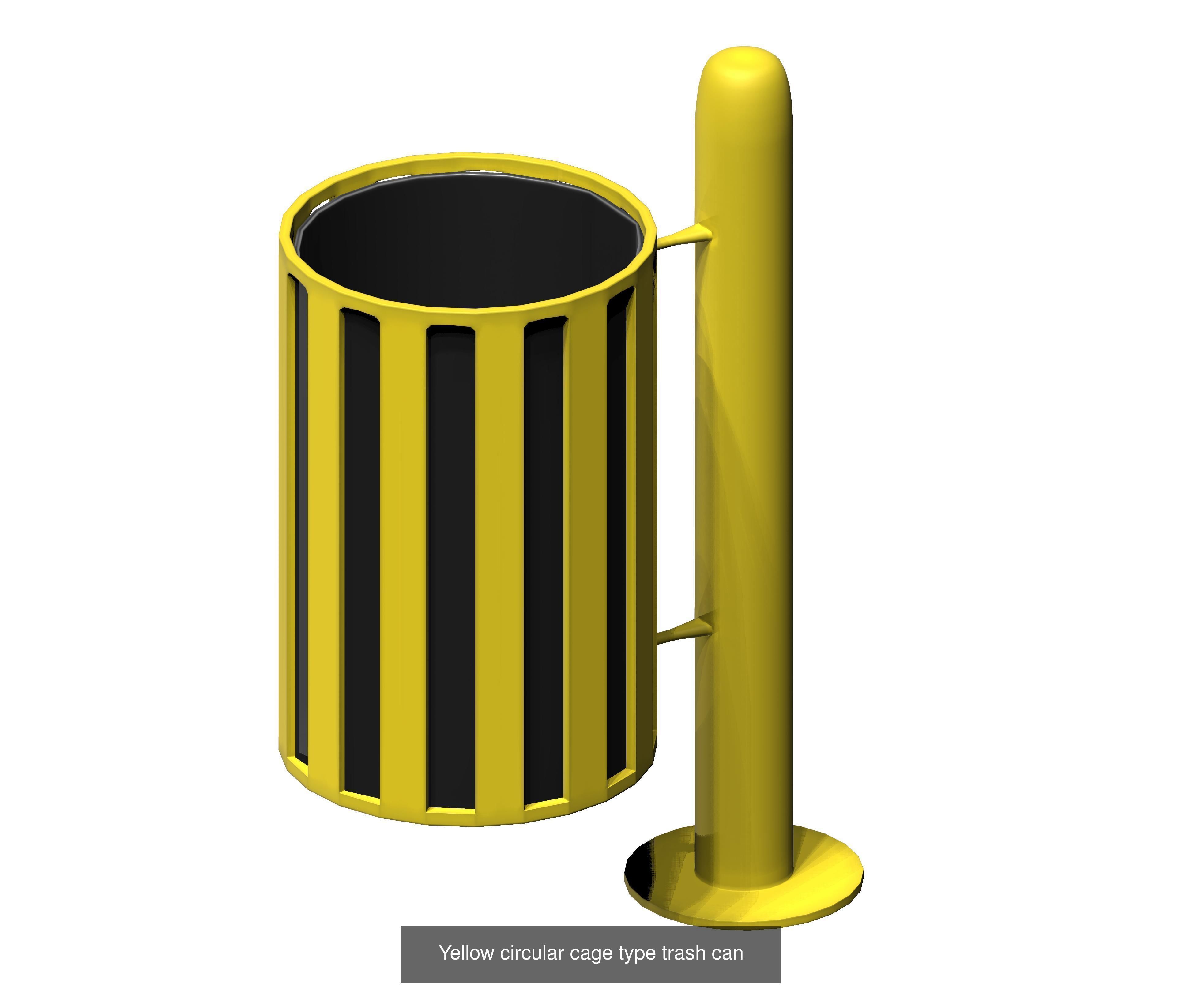 30 pieces metal trashcan garbage recycling wastebin 3D Model Collection_7