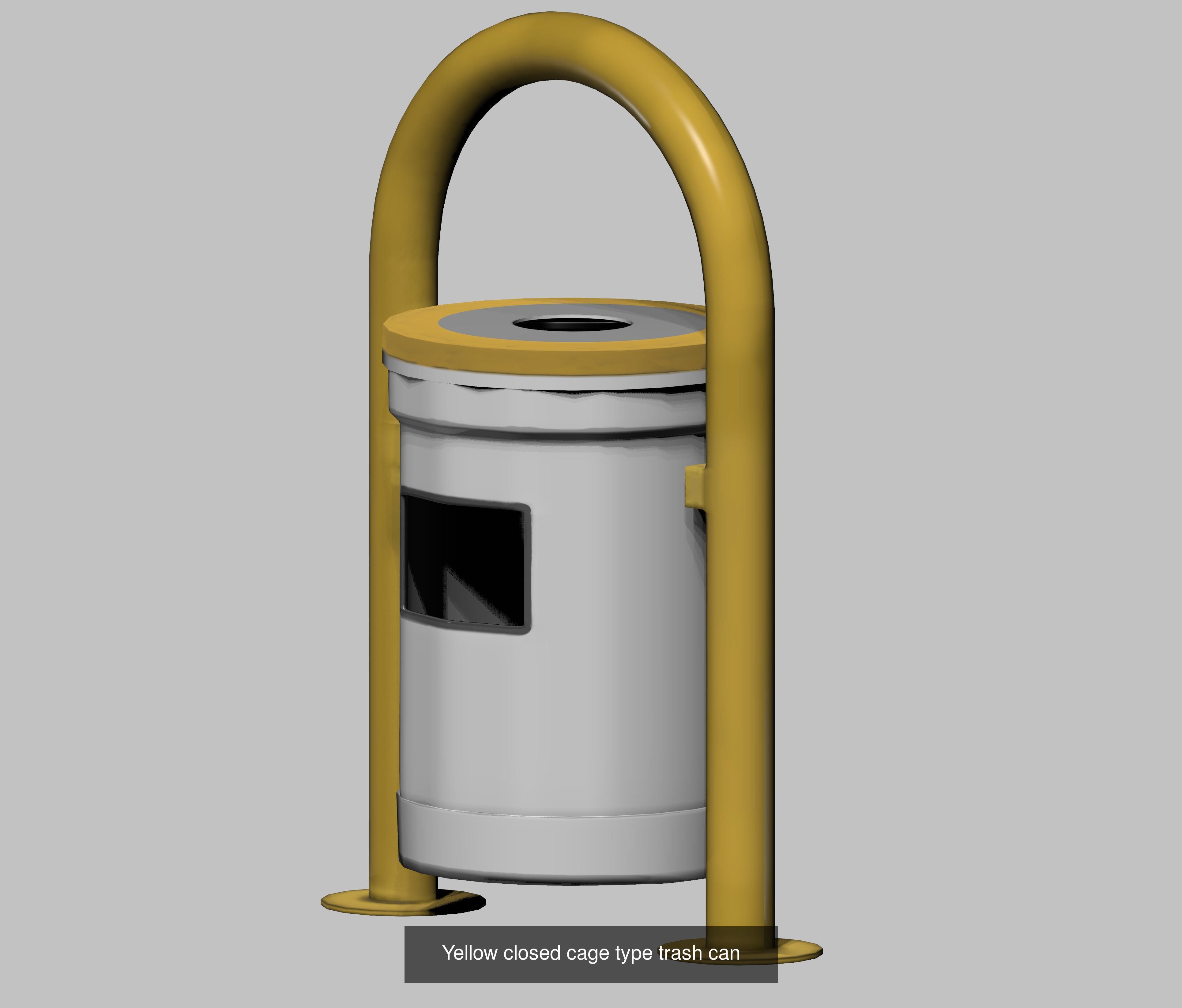 30 pieces metal trashcan garbage recycling wastebin 3D Model Collection_4