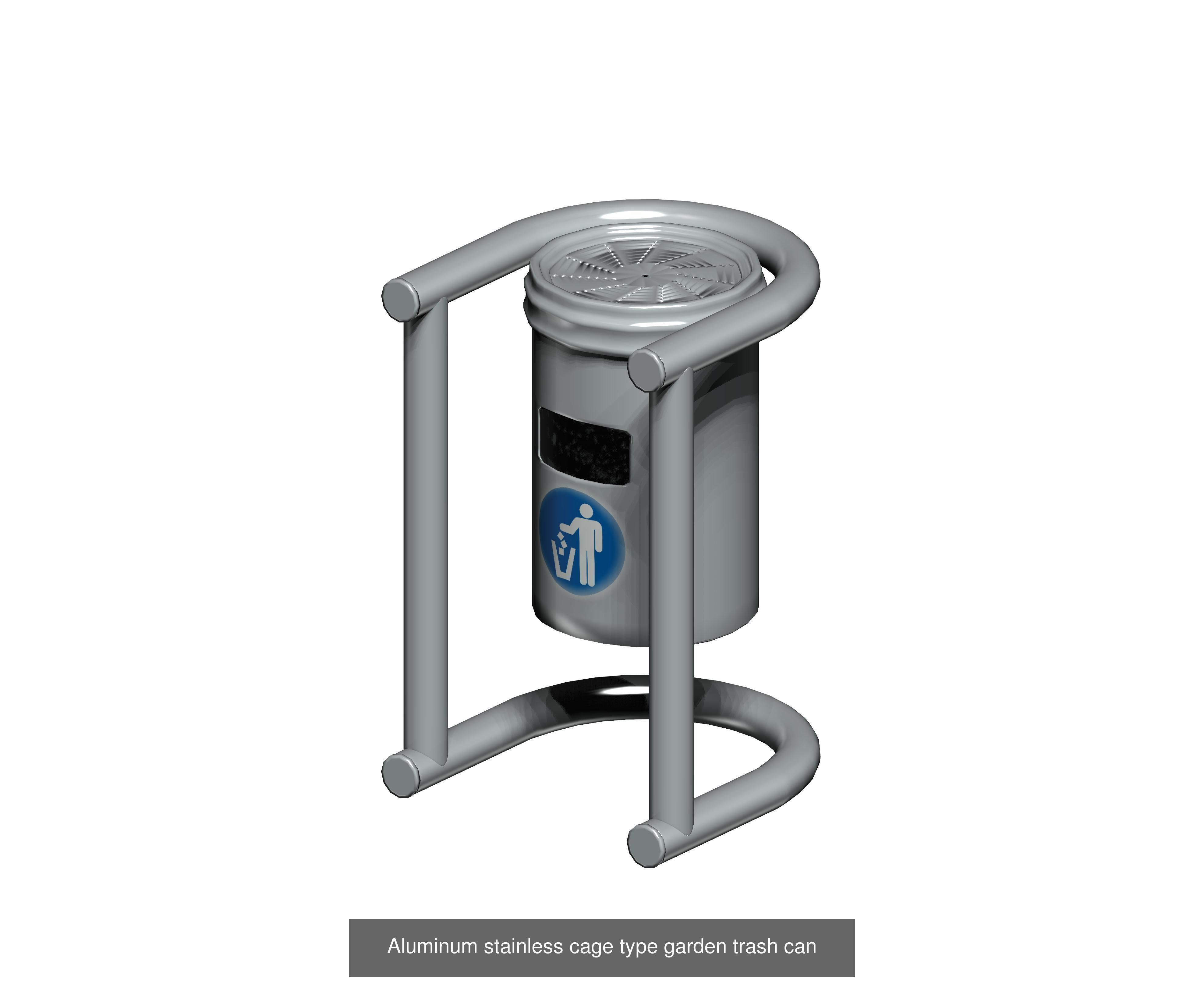 30 pieces metal trashcan garbage recycling wastebin 3D Model Collection_19