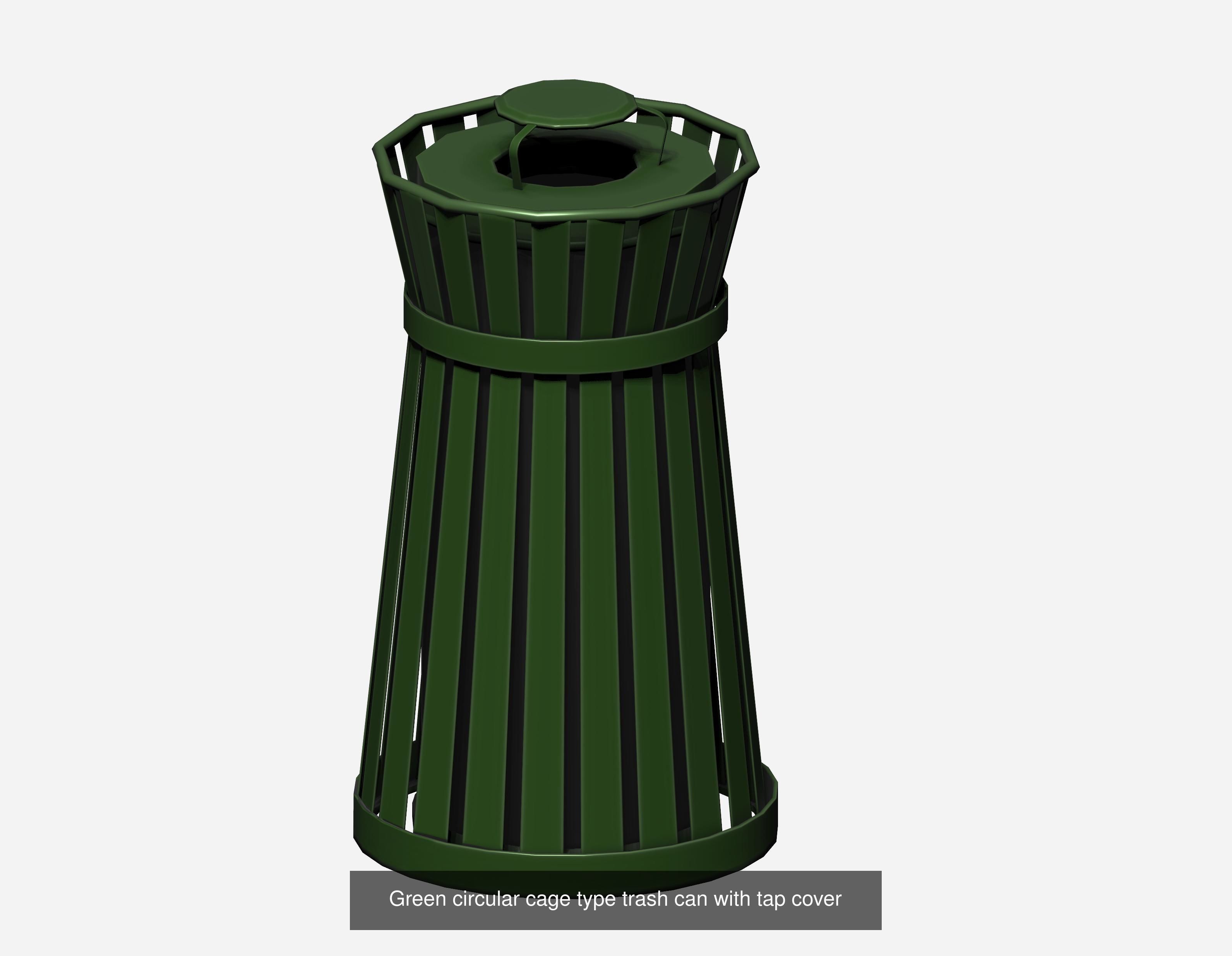 30 pieces metal trashcan garbage recycling wastebin 3D Model Collection_10