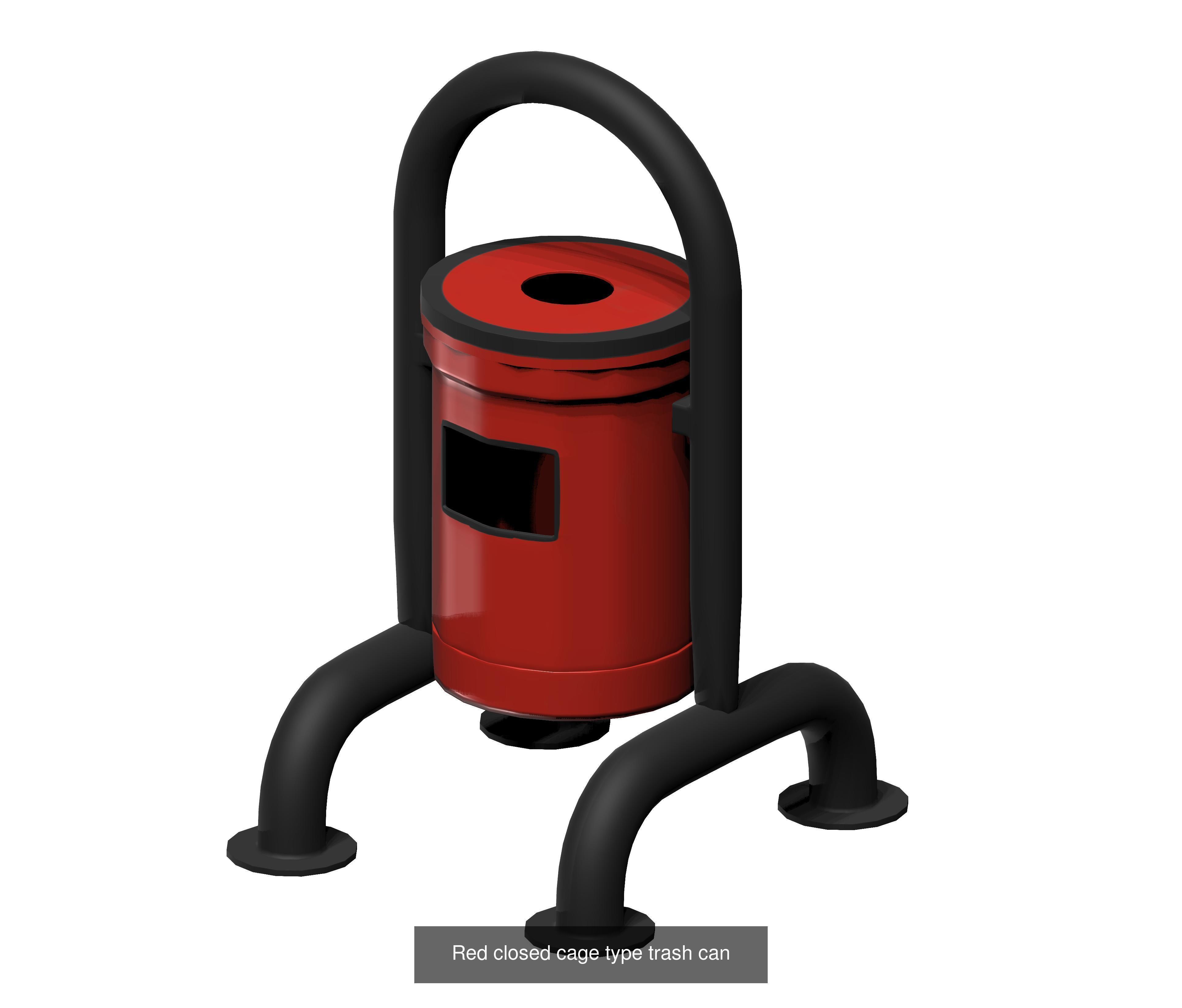 30 pieces metal trashcan garbage recycling wastebin 3D Model Collection_5