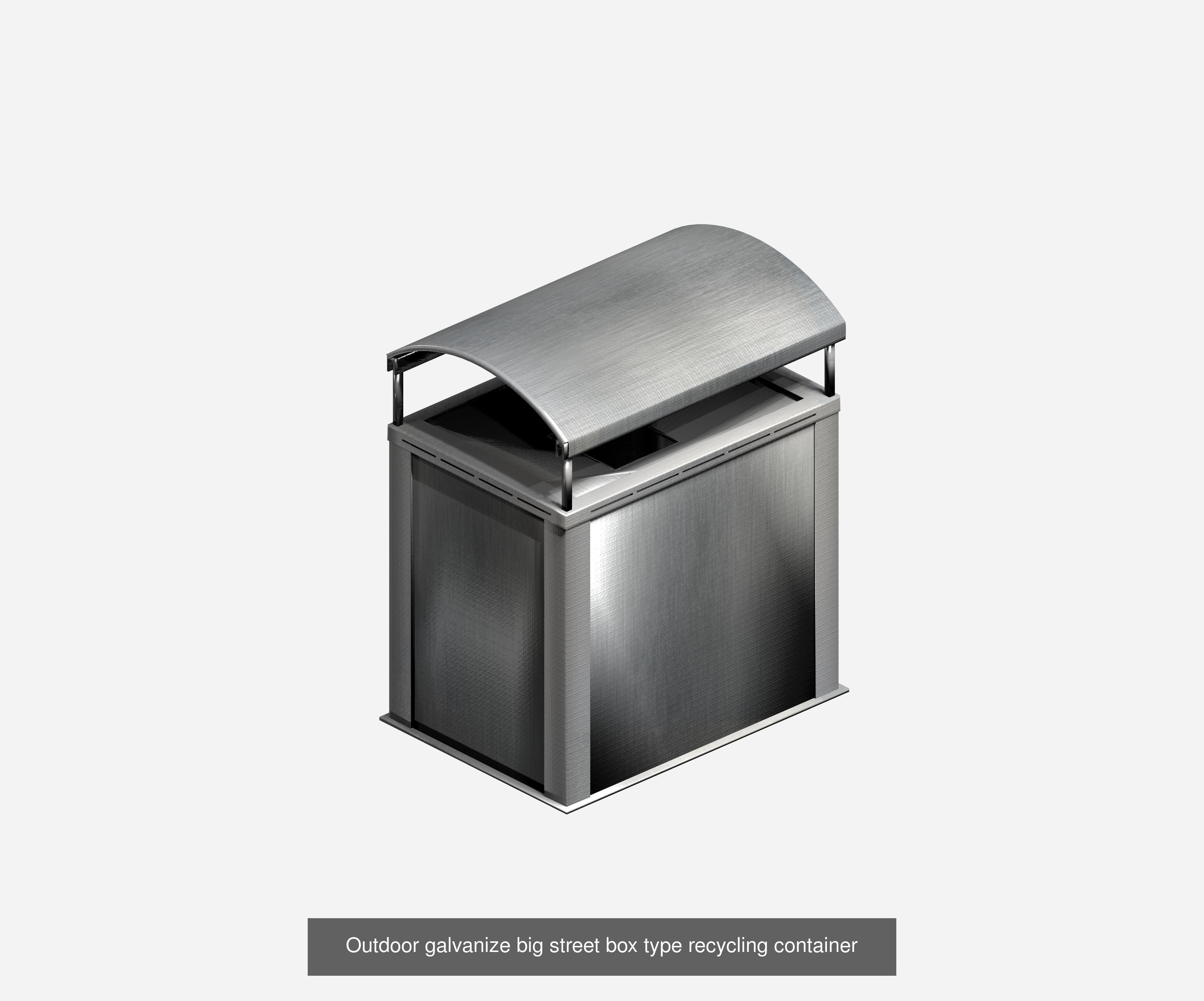 30 pieces metal trashcan garbage recycling wastebin 3D Model Collection_26