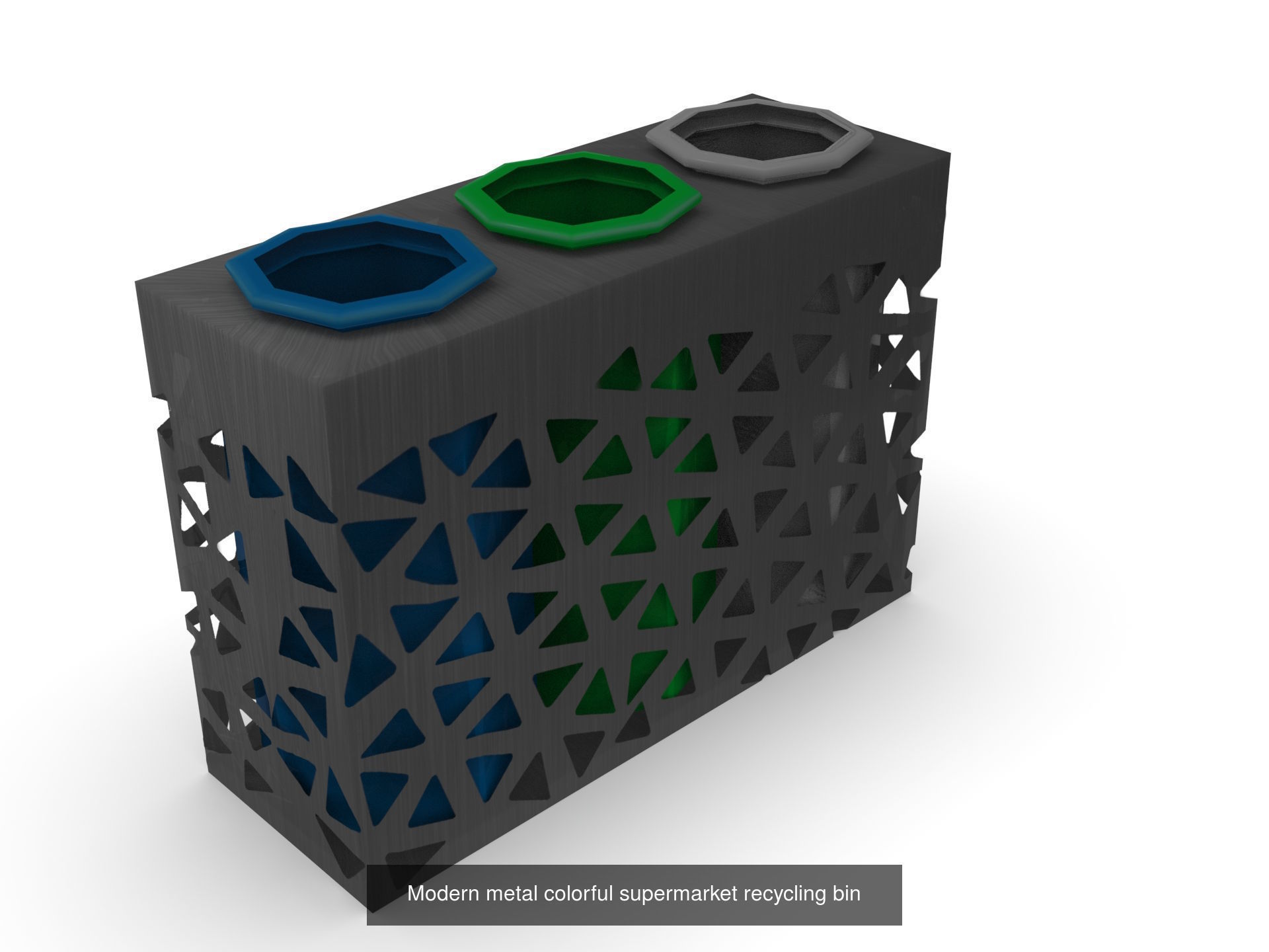 30 pieces metal trashcan garbage recycling wastebin 3D Model Collection_16