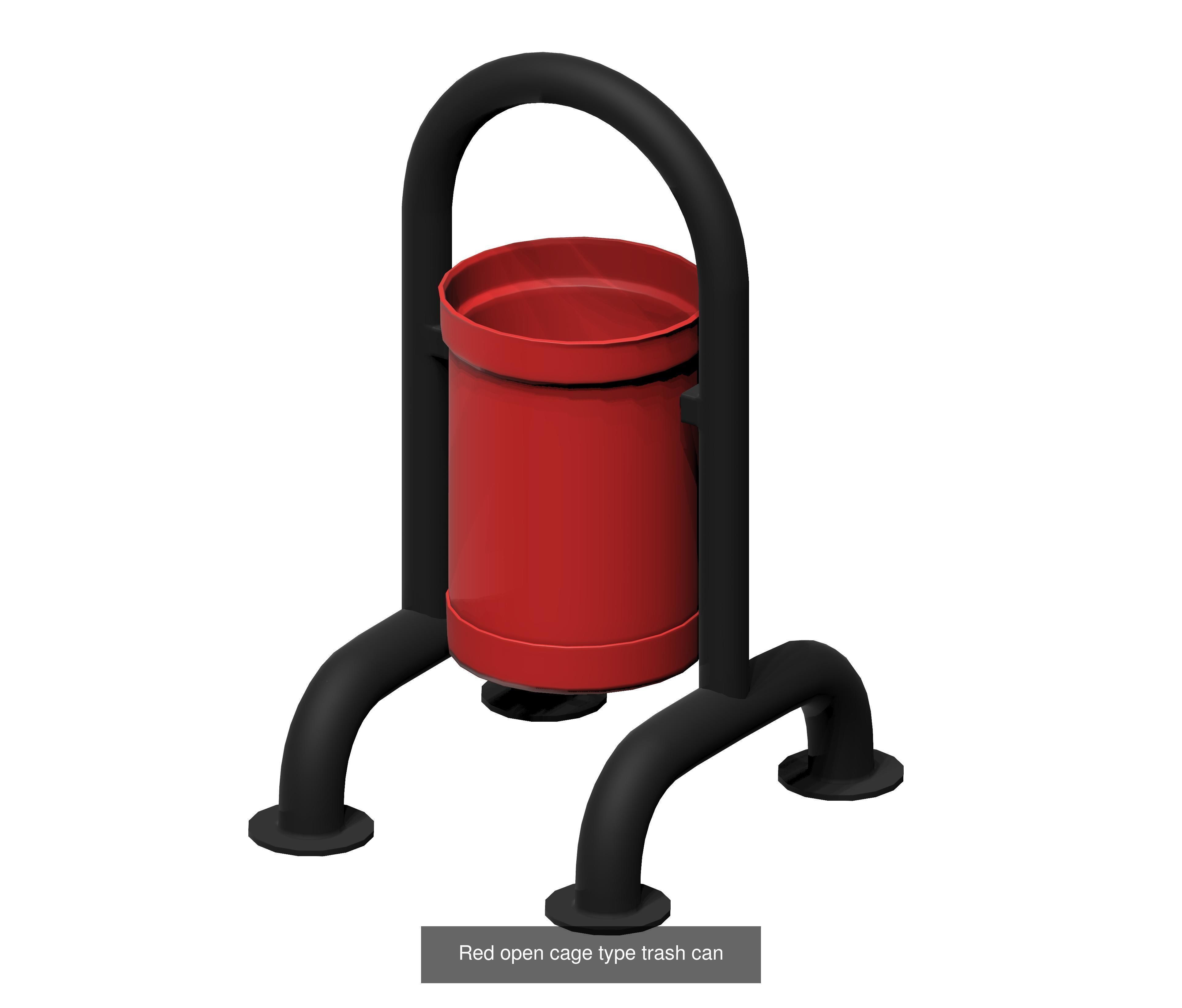 30 pieces metal trashcan garbage recycling wastebin 3D Model Collection_6