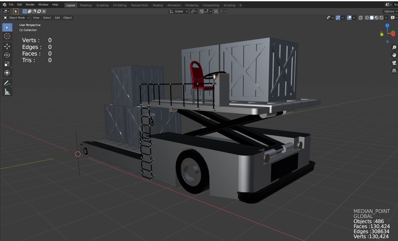 Airport Cargo and Loader Transporter 3D model_1