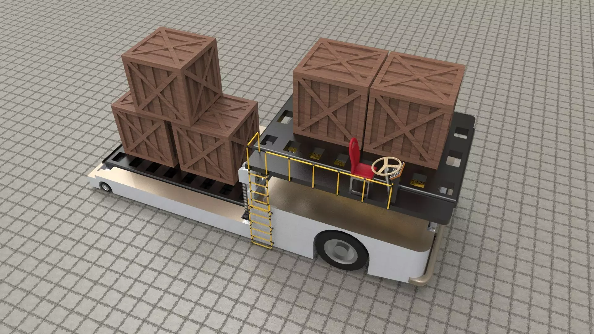 Airport Cargo and Loader Transporter 3D model_0