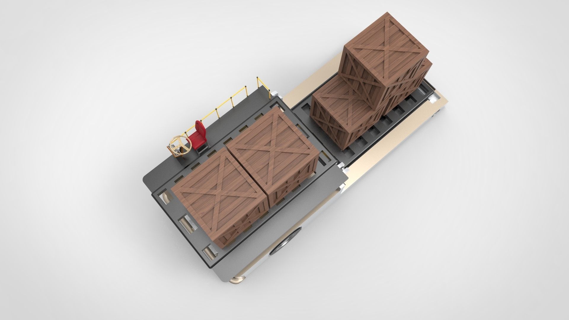 Airport Cargo and Loader Transporter 3D model_4
