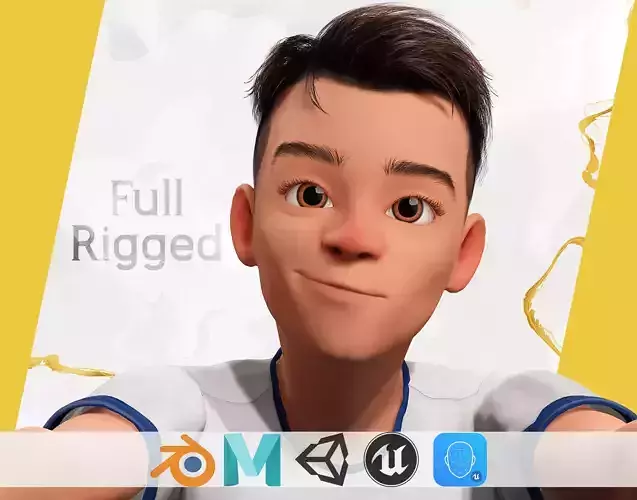 Brother Cartoon Young Teen Low-poly 3D model