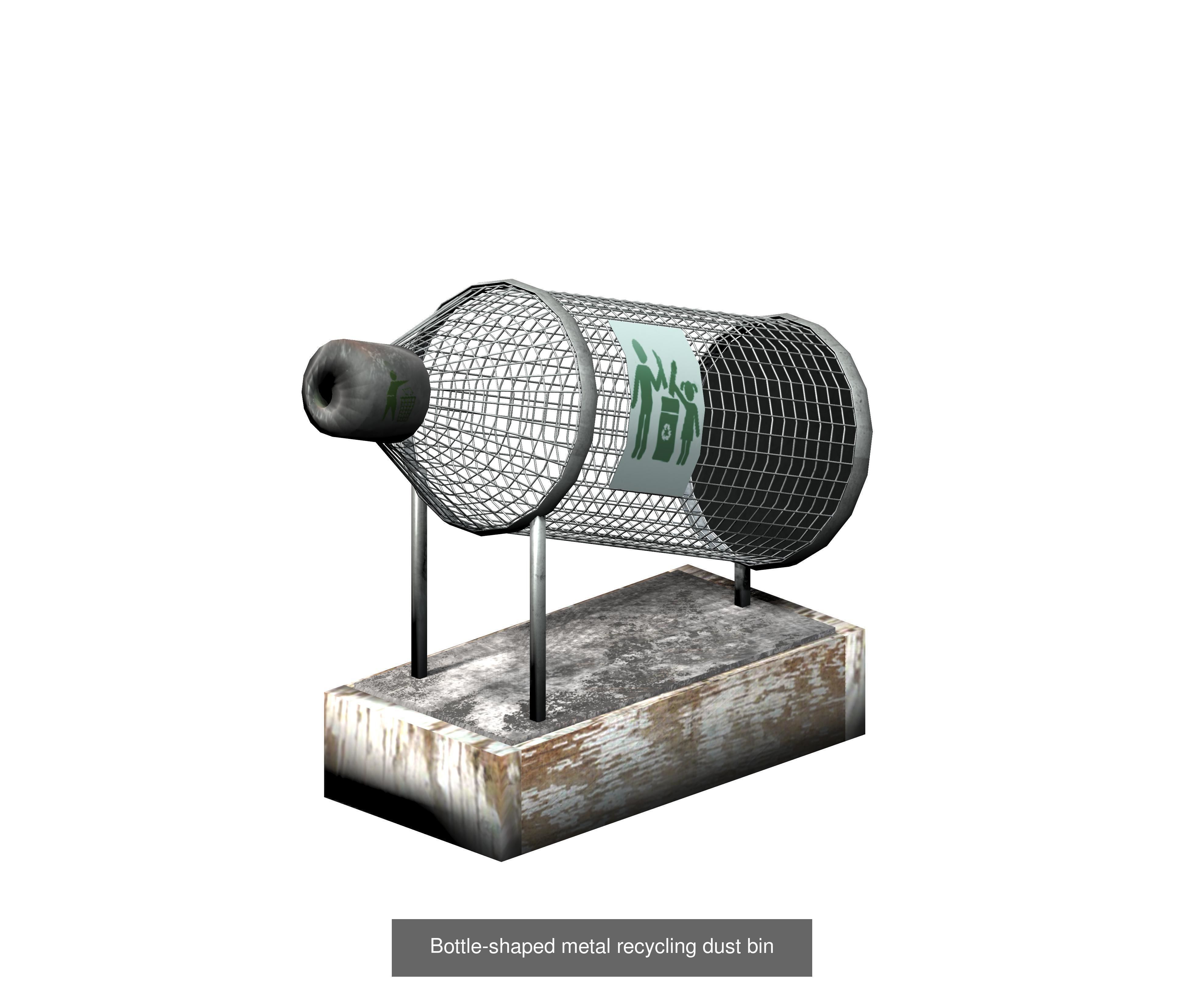 30 pieces modern recycling trashcan garbage set 3D Model Collection_23