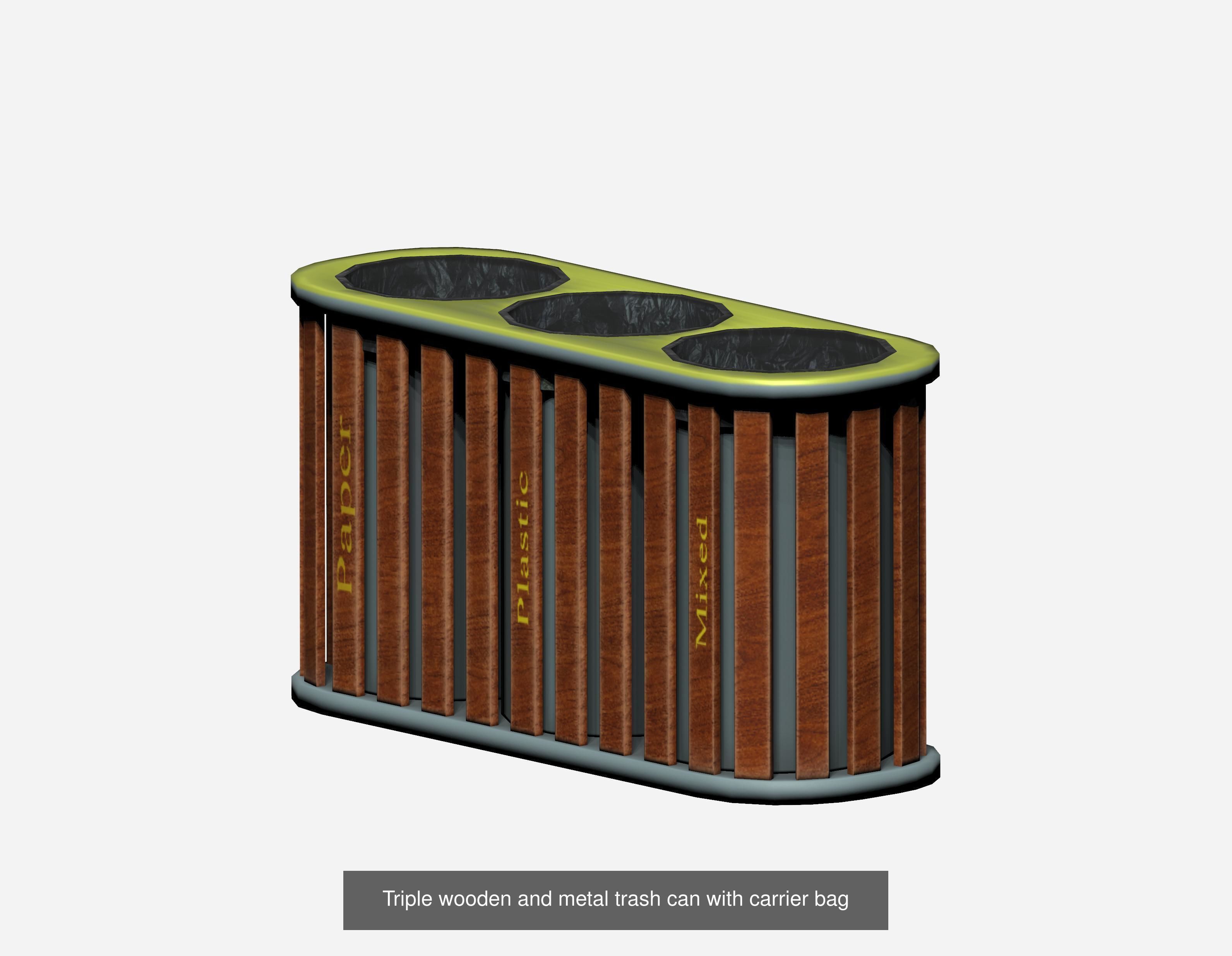 30 pieces modern recycling trashcan garbage set 3D Model Collection_15