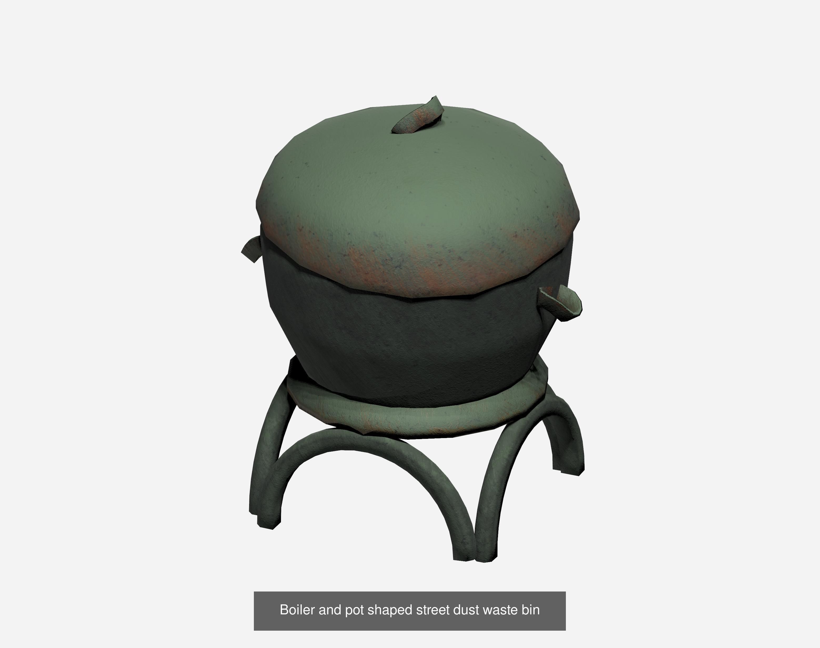 30 pieces modern recycling trashcan garbage set 3D Model Collection_29