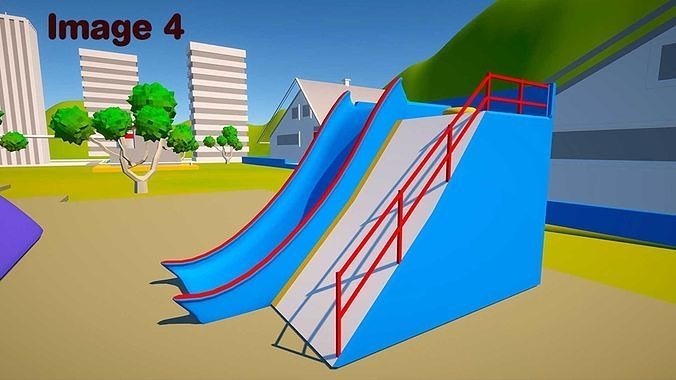 Cartoonish City Water Park - landscape - park 3D model 5