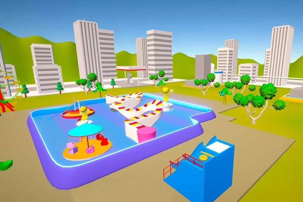 Cartoonish City Water Park - landscape - park 3D model_0