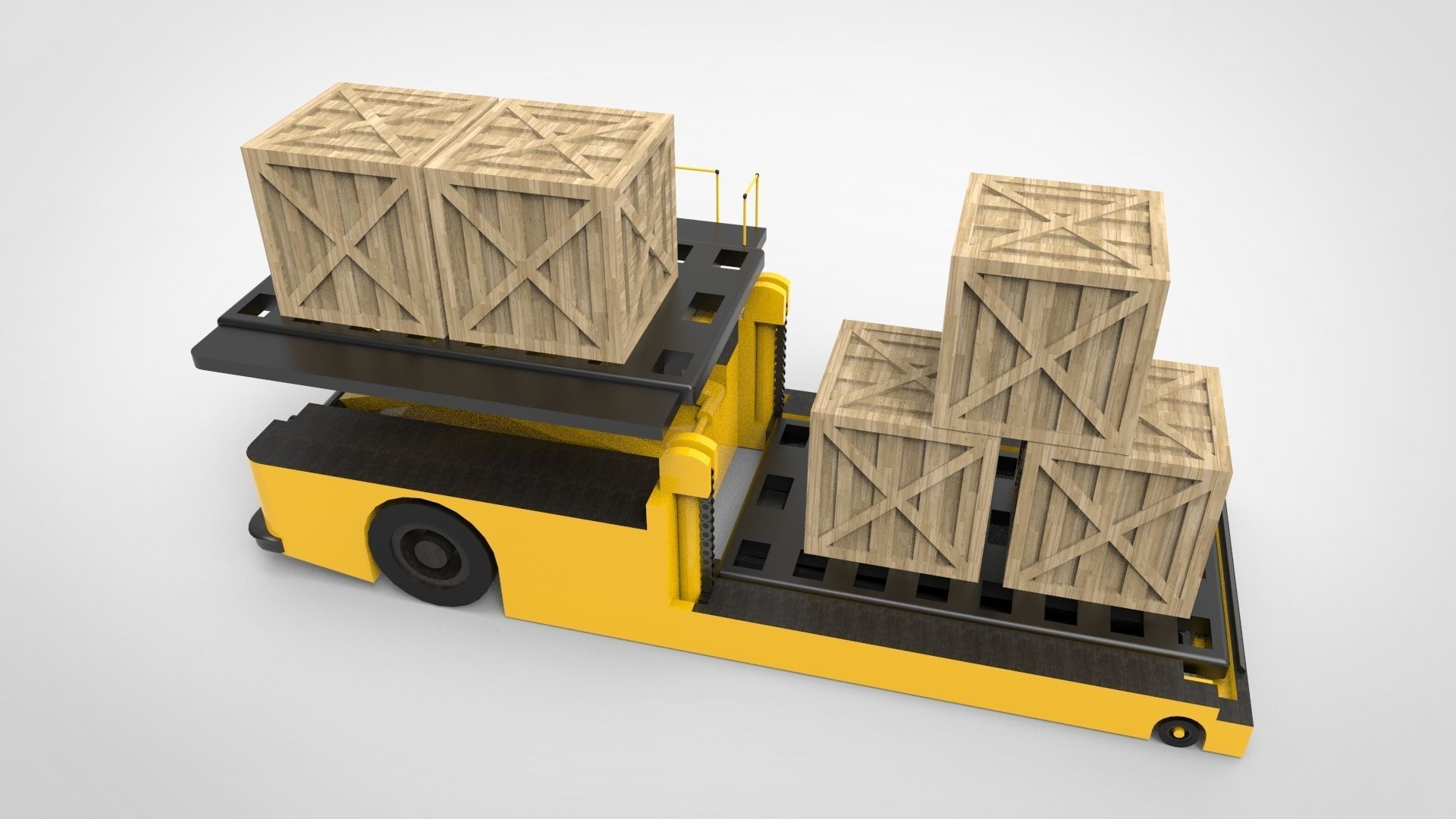 Airport Cargo and Loader Transporter 3D model_2