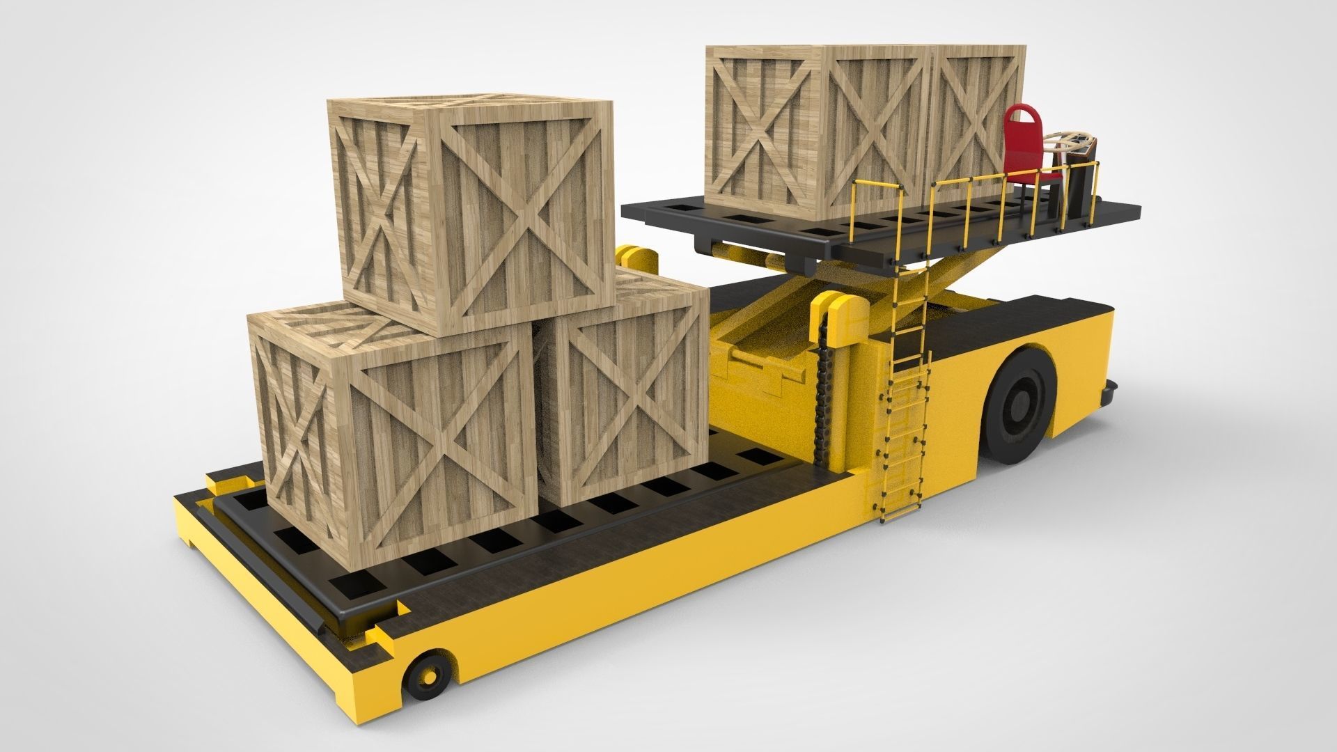 Airport Cargo and Loader Transporter 3D model_3