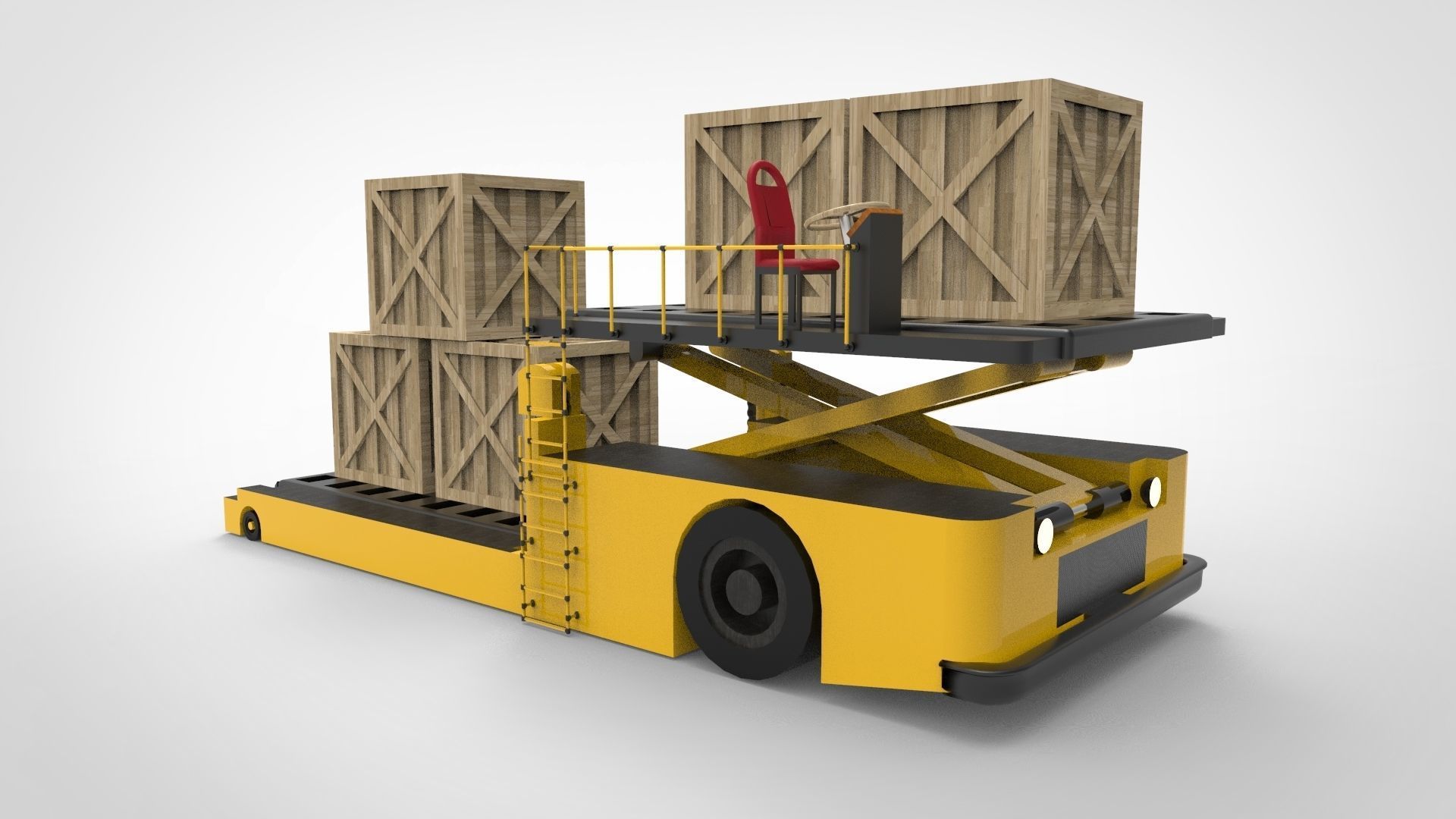 Airport Cargo and Loader Transporter 3D model_4