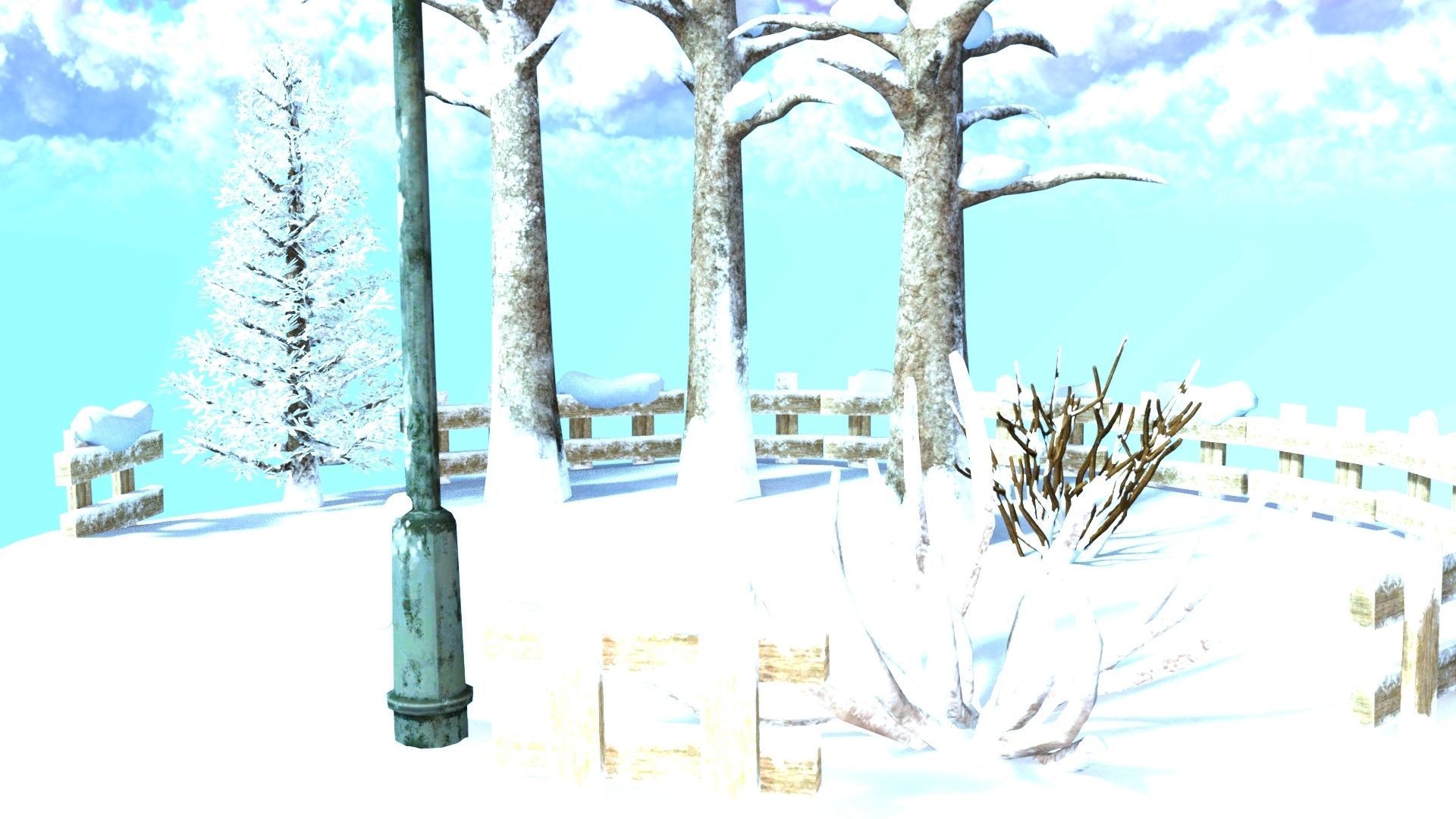 scene winter xmas 3D model_2
