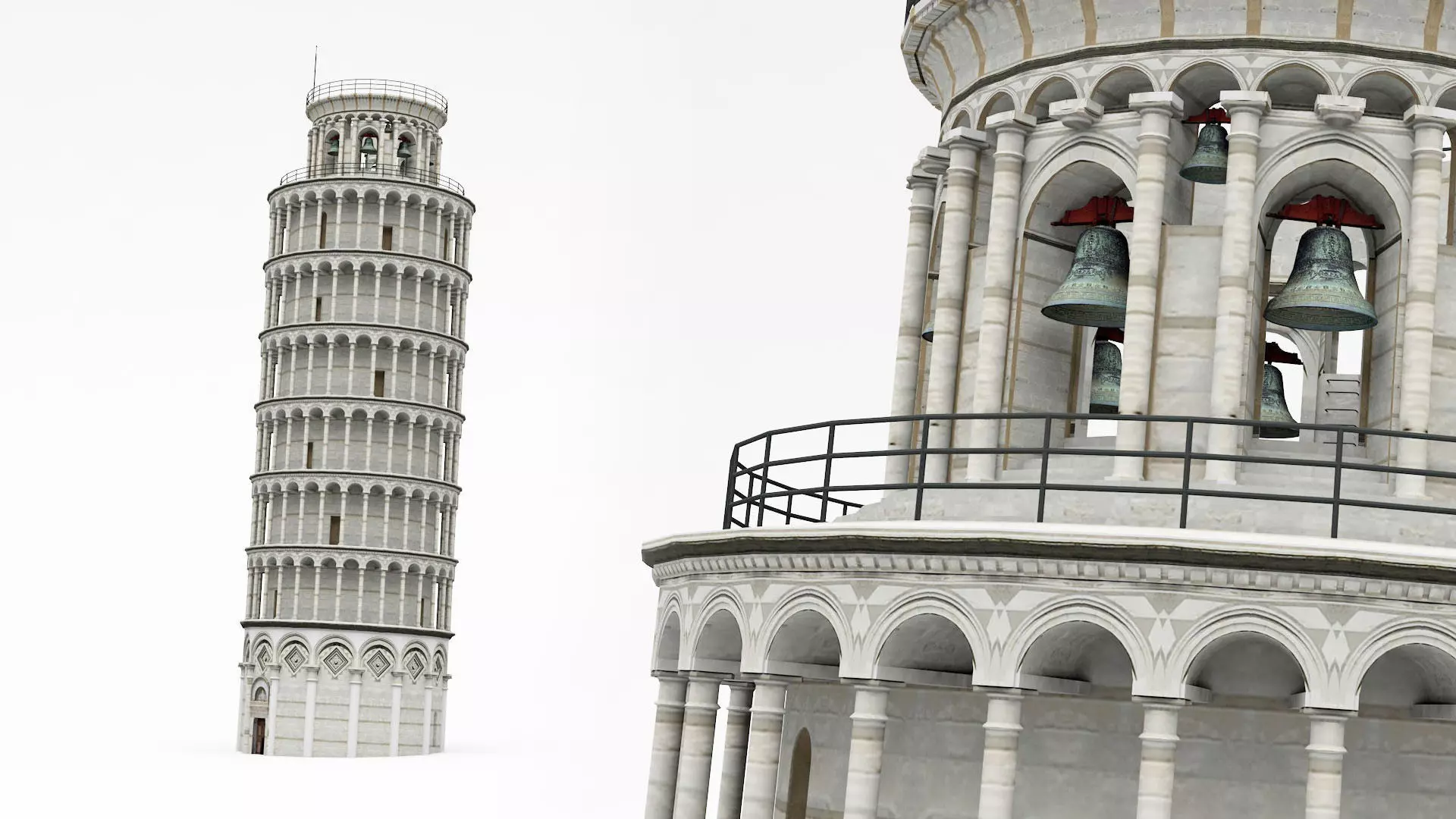 Leaning Tower Of Pisa - HIGH POLY 3D model_0
