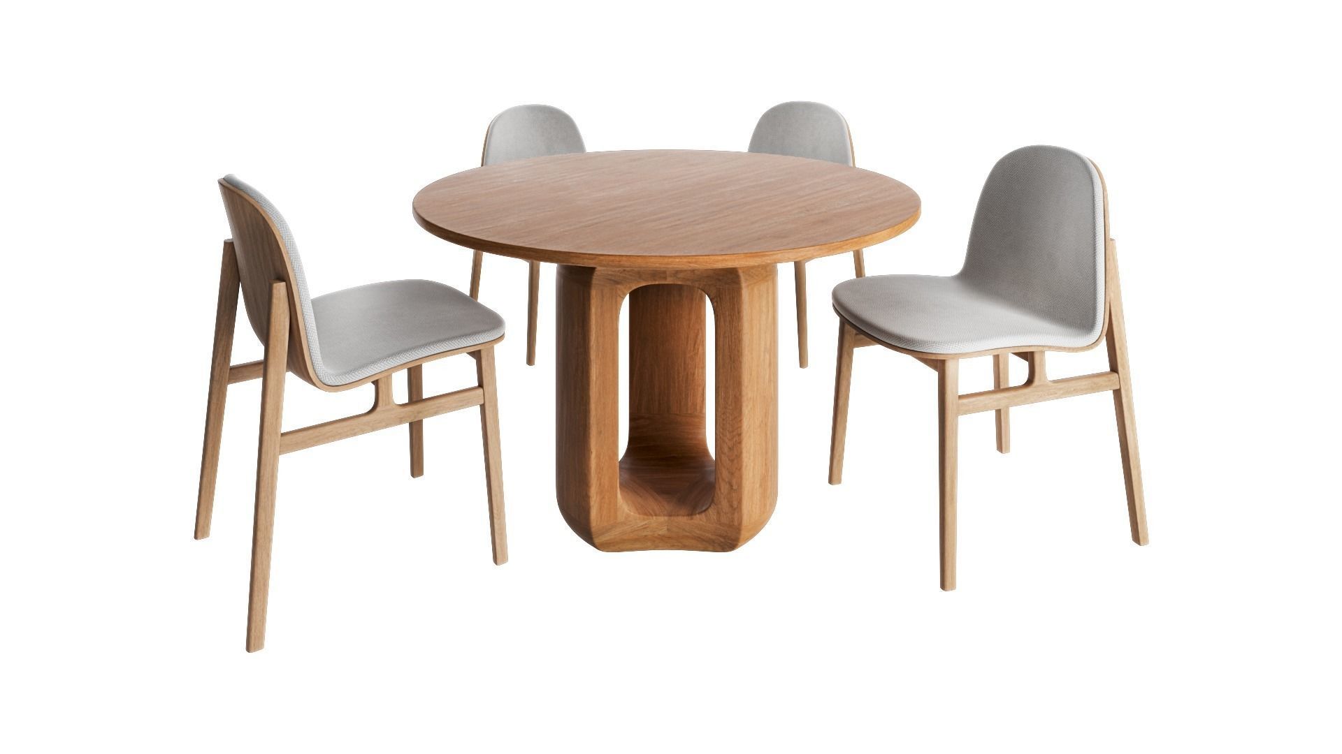 Deepah Circular Table and Terra wood chair 3D model_1