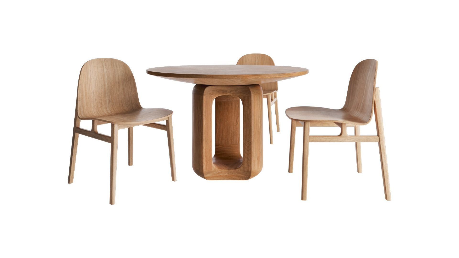 Deepah Circular Table and Terra wood chair 3D model_2