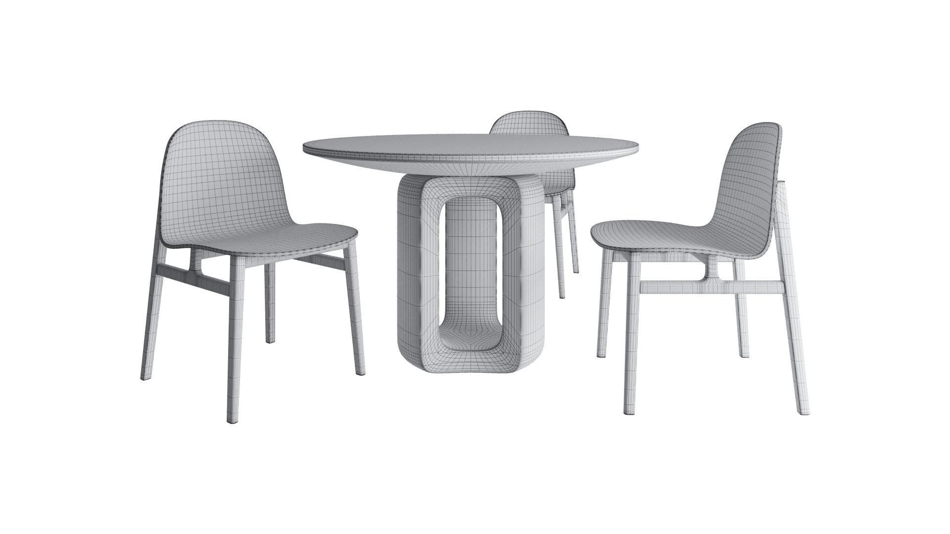 Deepah Circular Table and Terra wood chair 3D model_5