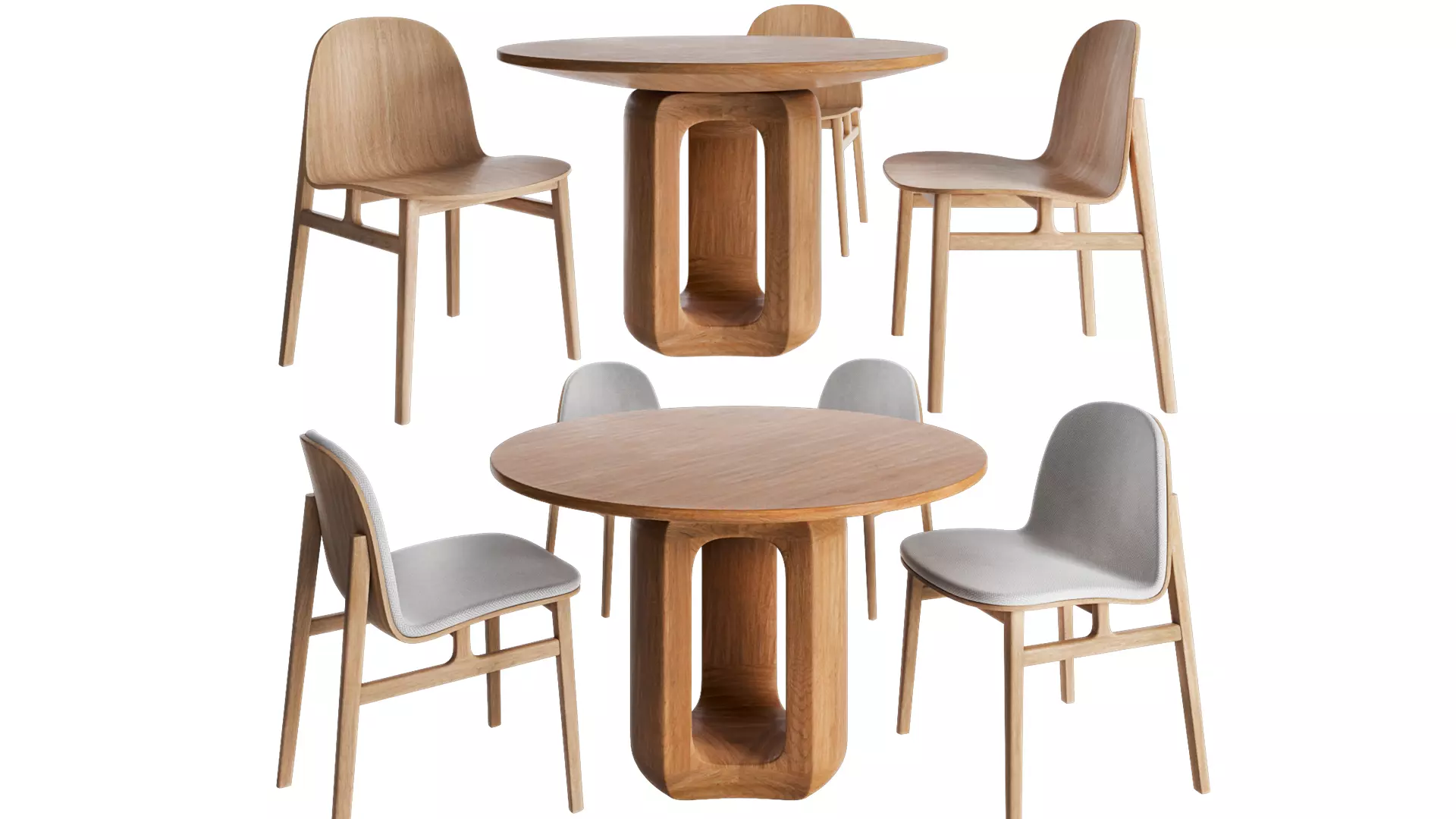 Deepah Circular Table and Terra wood chair 3D model_0